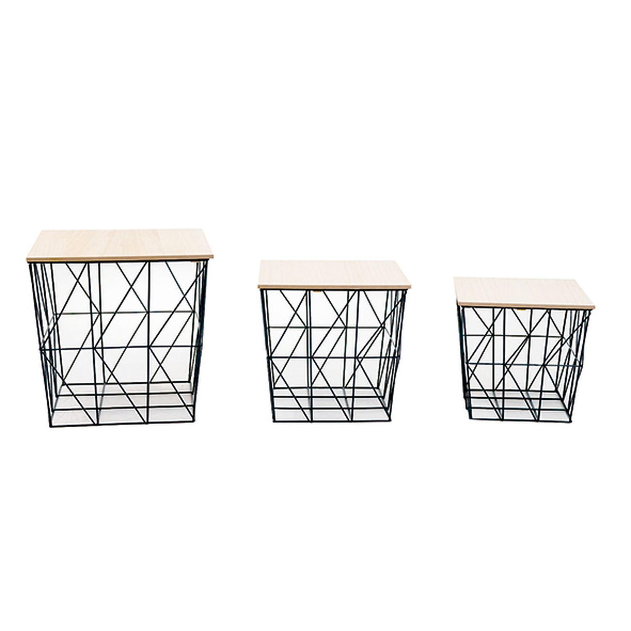 Voir la diapositive 2 : KB8 Lot de 3 tables d'appoint ou tables gigogne en MDF et Métal