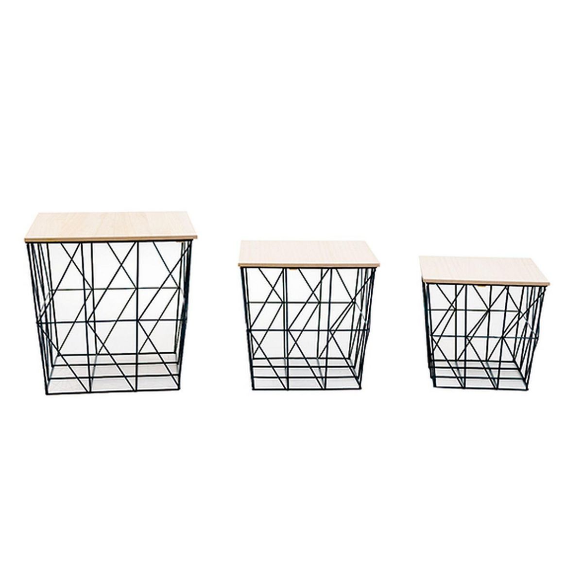 KB8 Lot de 3 tables d'appoint ou tables gigogne en MDF et Métal