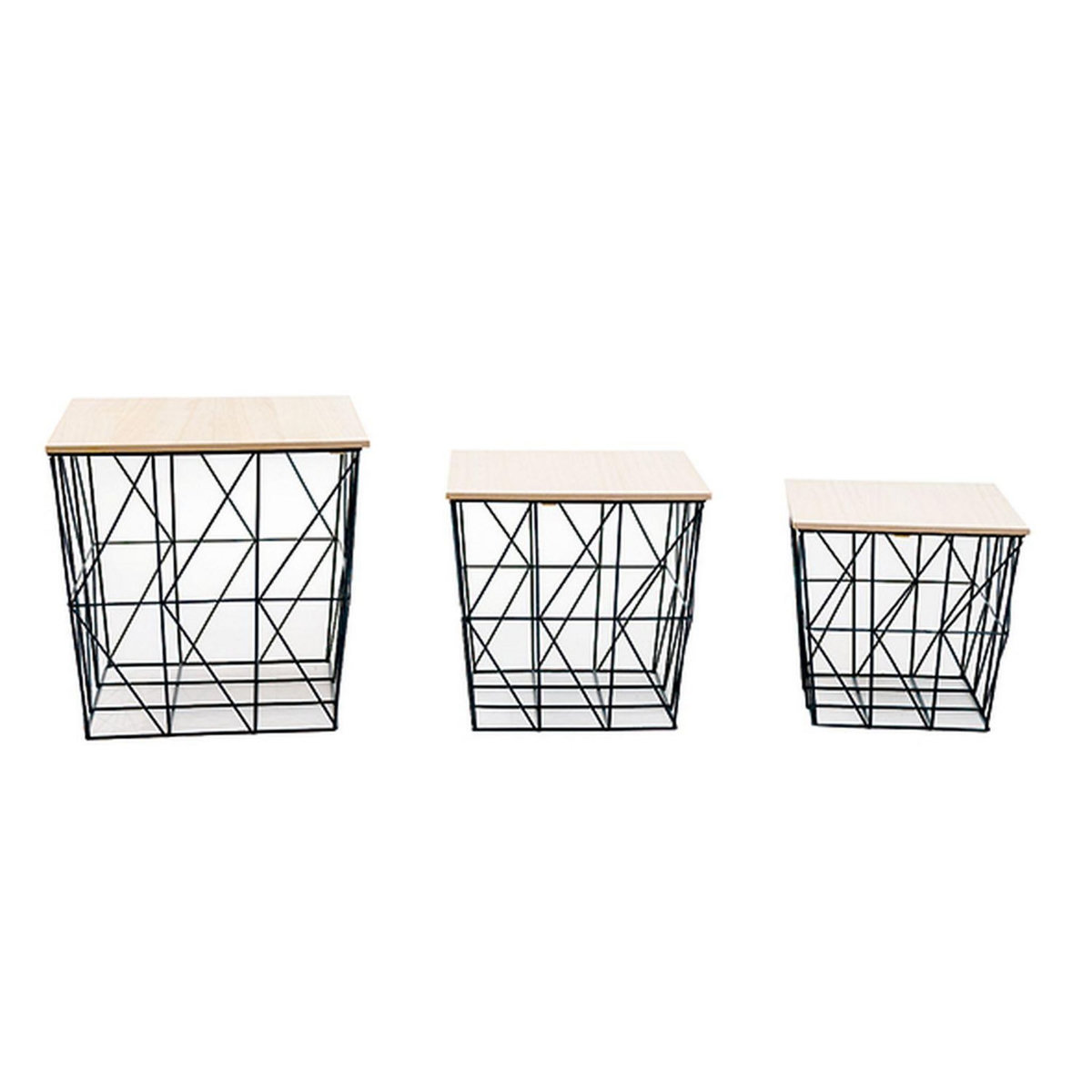 KB8 Lot de 3 tables d'appoint ou tables gigogne en MDF et Métal
