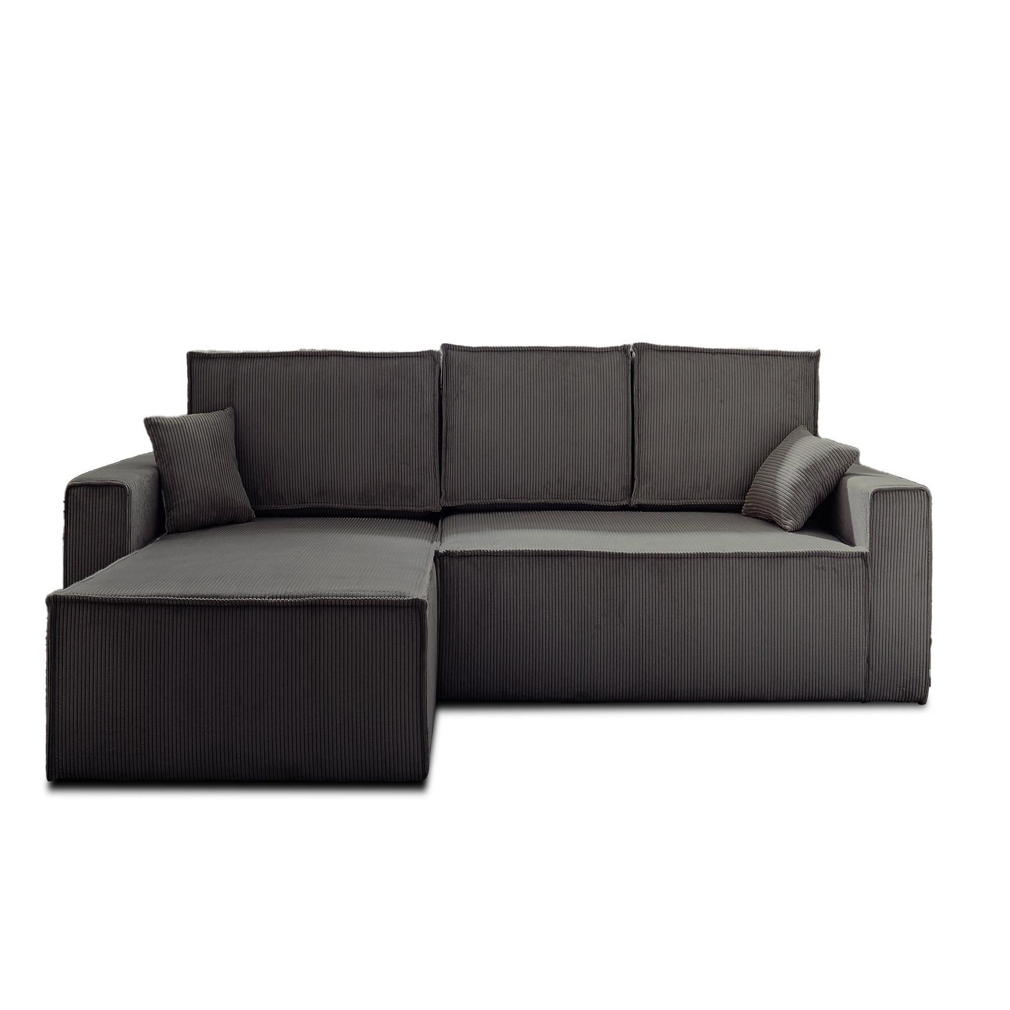 Voir la diapositive 1 : BEST MOBILIER Dellia - canapé d'angle réversible convertible - avec coffre - en velours côtelé - 4 places