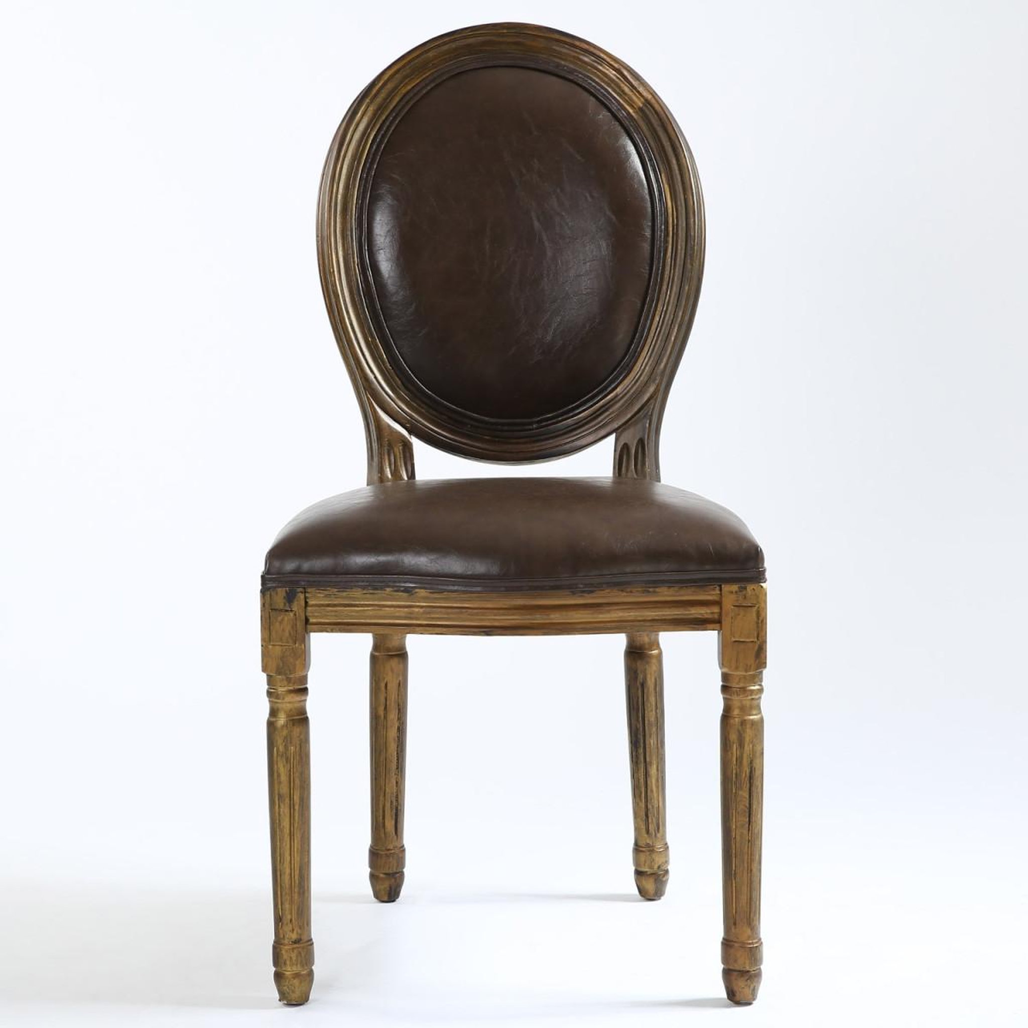 Voir la diapositive 2 : Paris Prix Lot de 2 chaises médaillon  versailles  96cm marron & or
