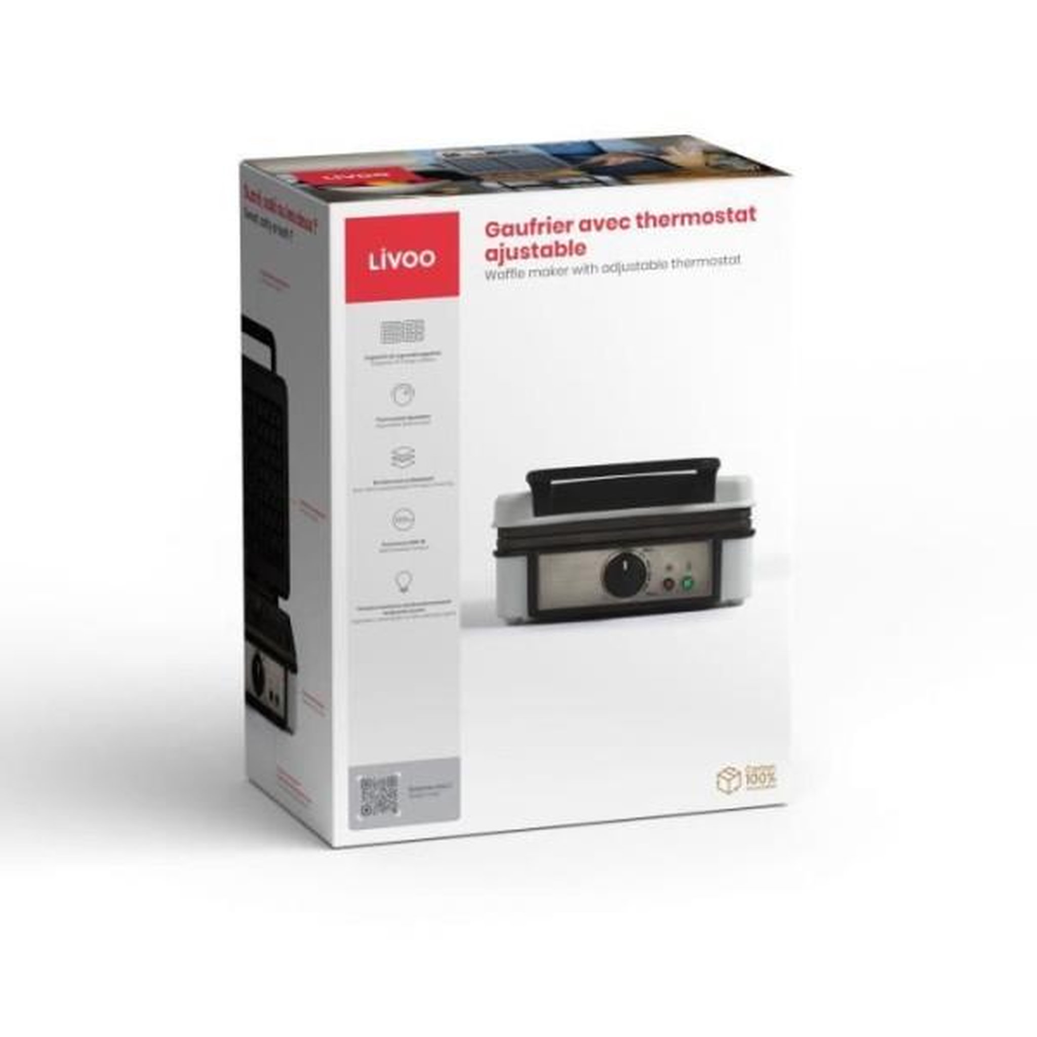 Voir la diapositive 5 : LIVOO Gaufrier 1200w blanc - DOP206