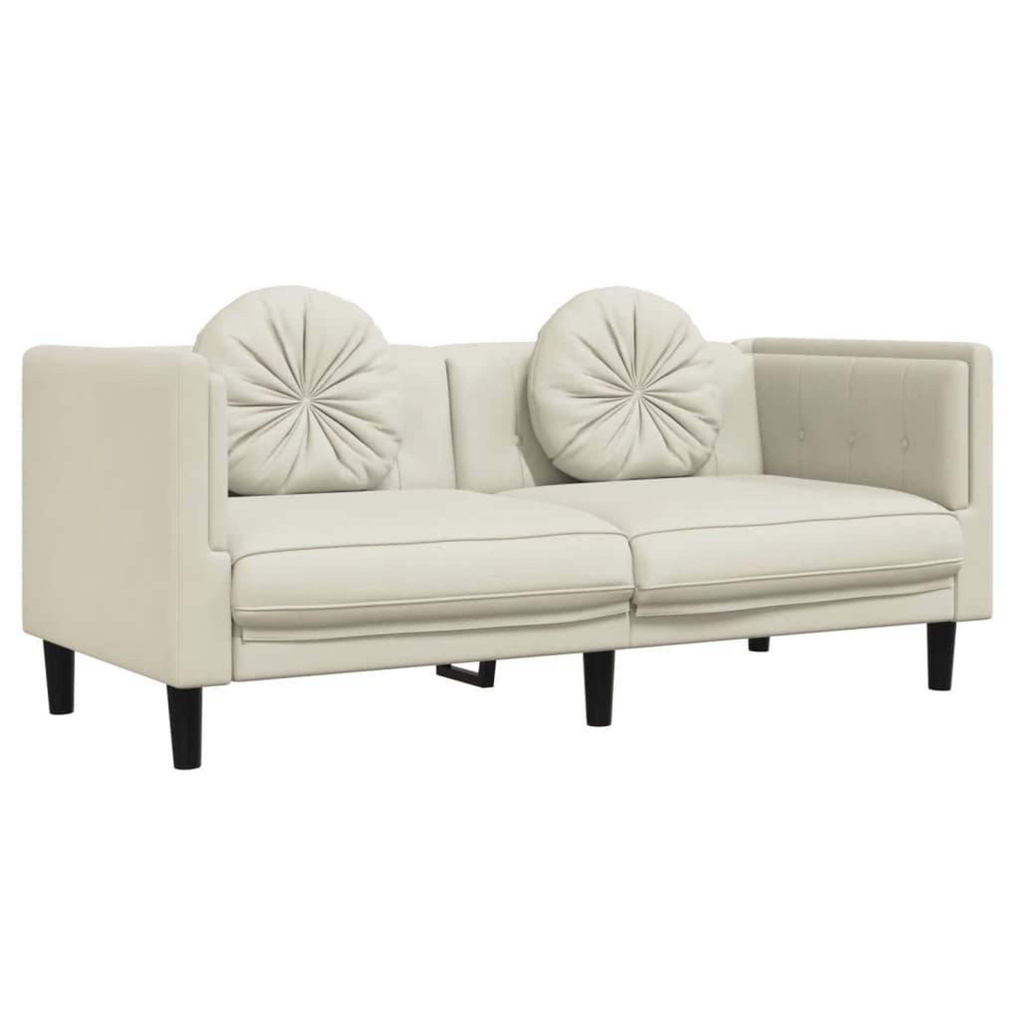 Voir la diapositive 2 : VIDAXL Canape avec coussins 2 places creme velours