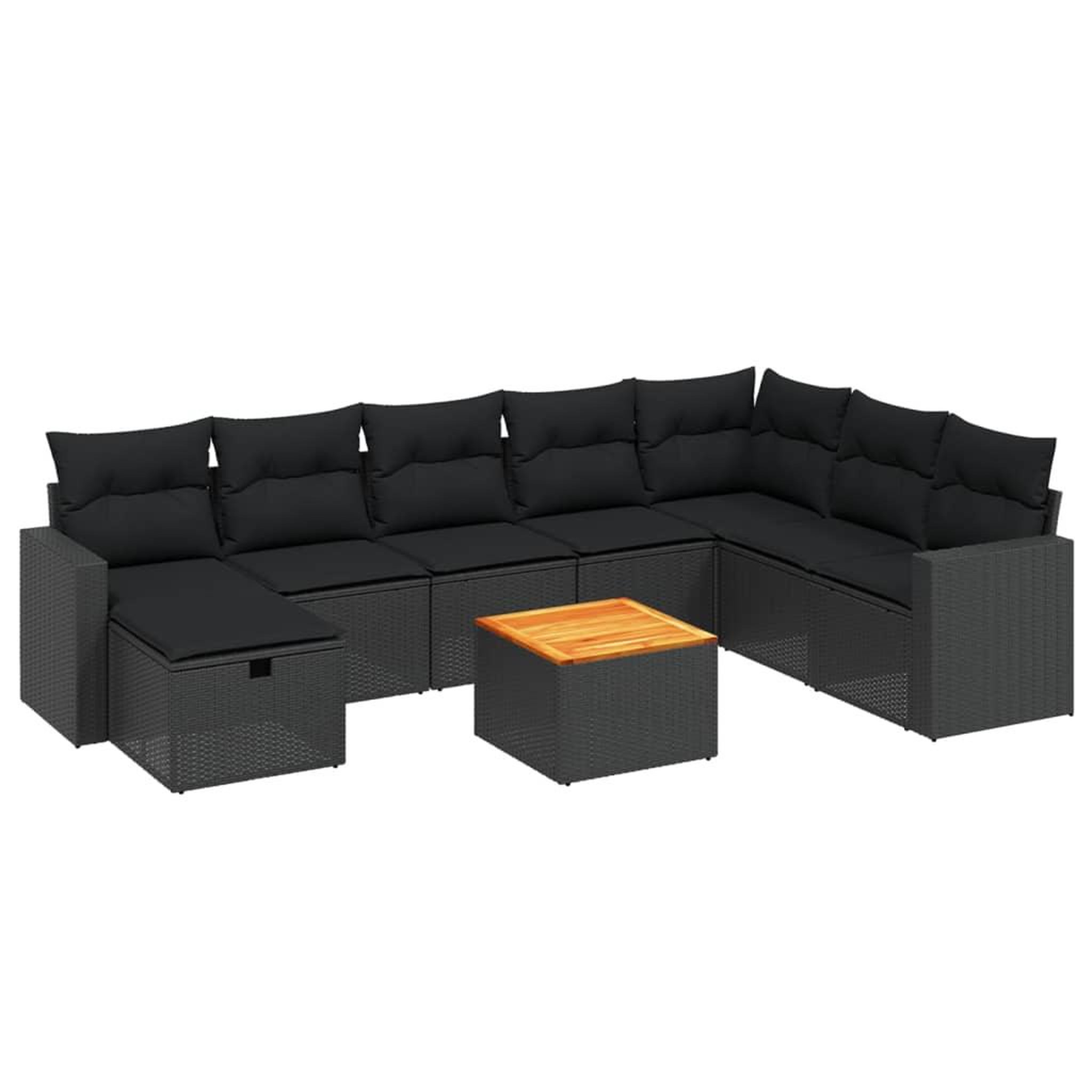 Voir la diapositive 2 : VIDAXL Salon de jardin 9 pcs avec coussins noir resine tressee