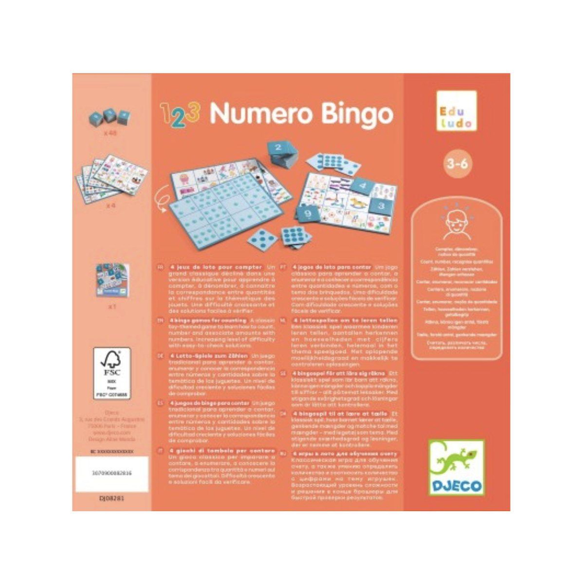 Voir la diapositive 3 : Djeco Jeu numero bingo - 4 lotos -