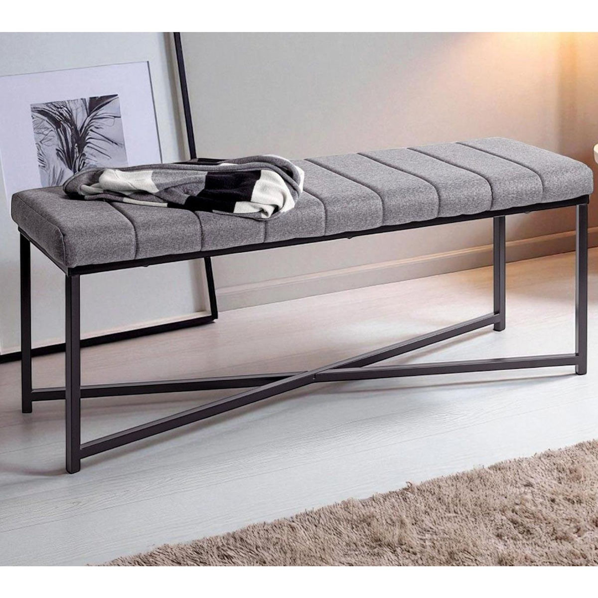 Paris Prix Banc Design  Elisabeth  118cm Gris & Noir