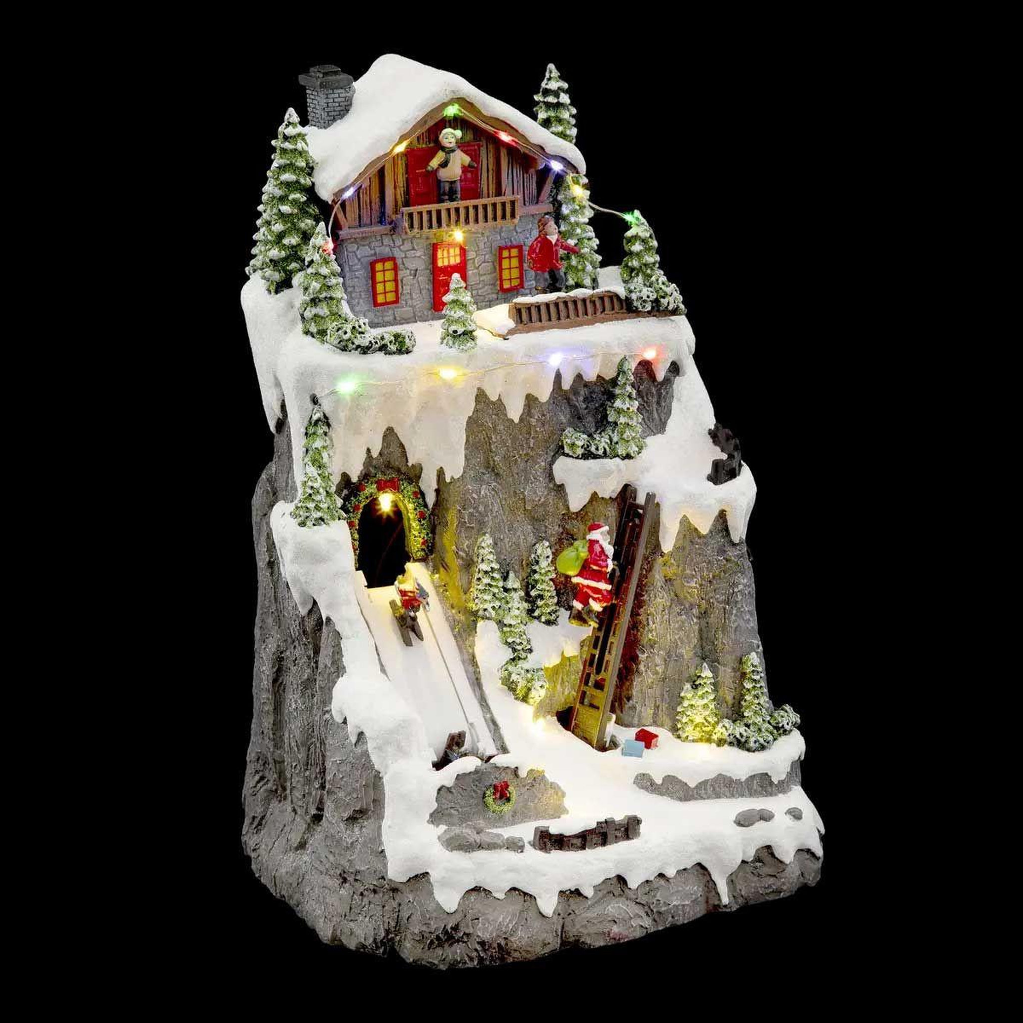FEERIC LIGHT & CHRISTMAS Village de noël  père noël grimpeur  37cm multicolore