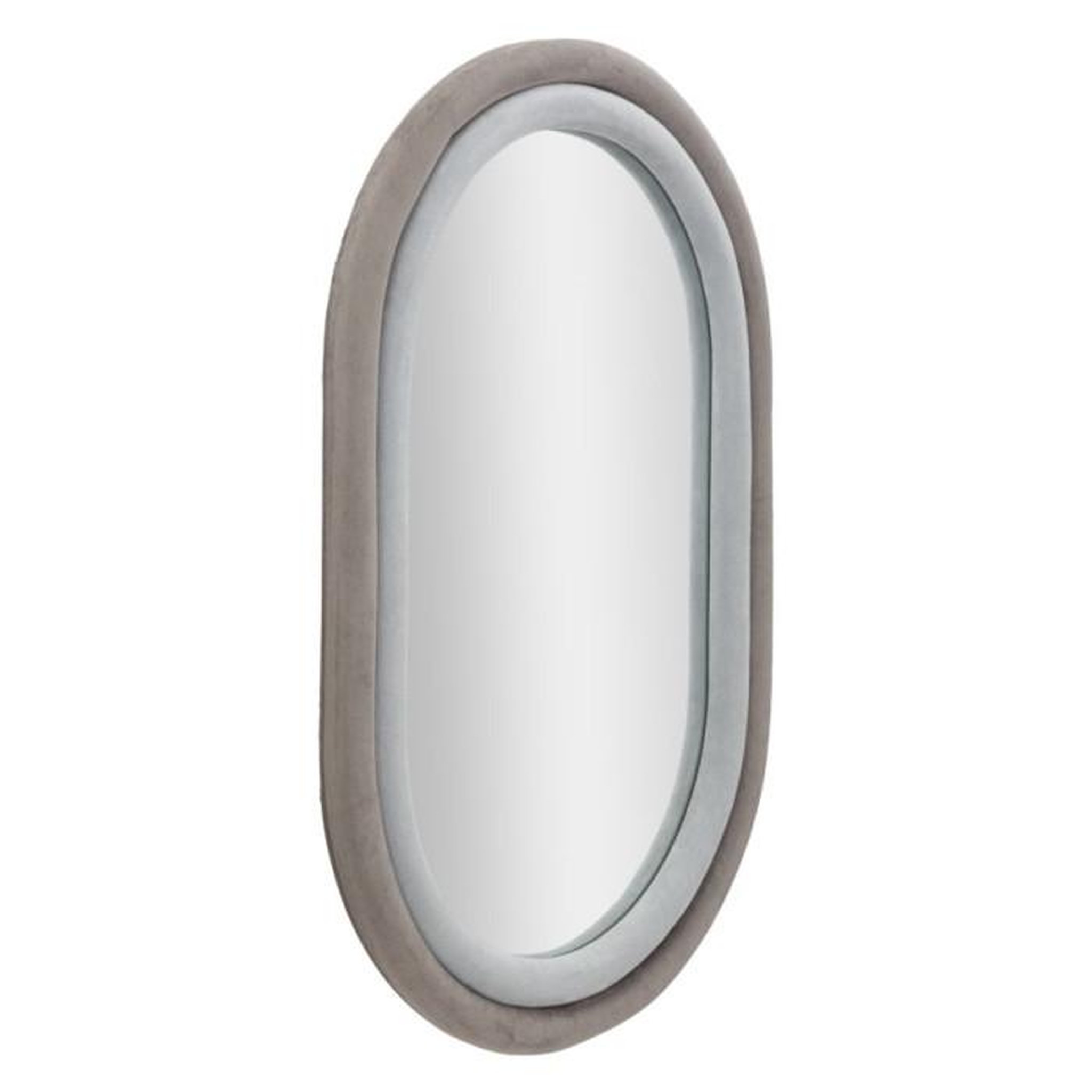 Voir la diapositive 2 : Paris Prix Miroir Mural en Velours  Anthony  90cm Gris & Taupe