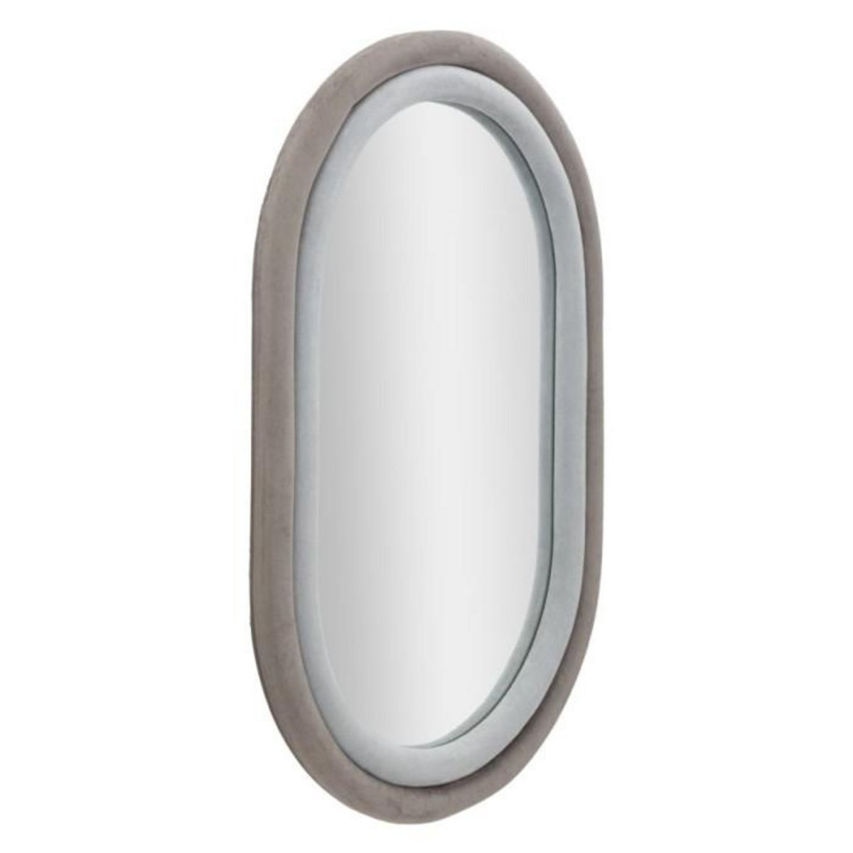 Paris Prix Miroir Mural en Velours  Anthony  90cm Gris & Taupe