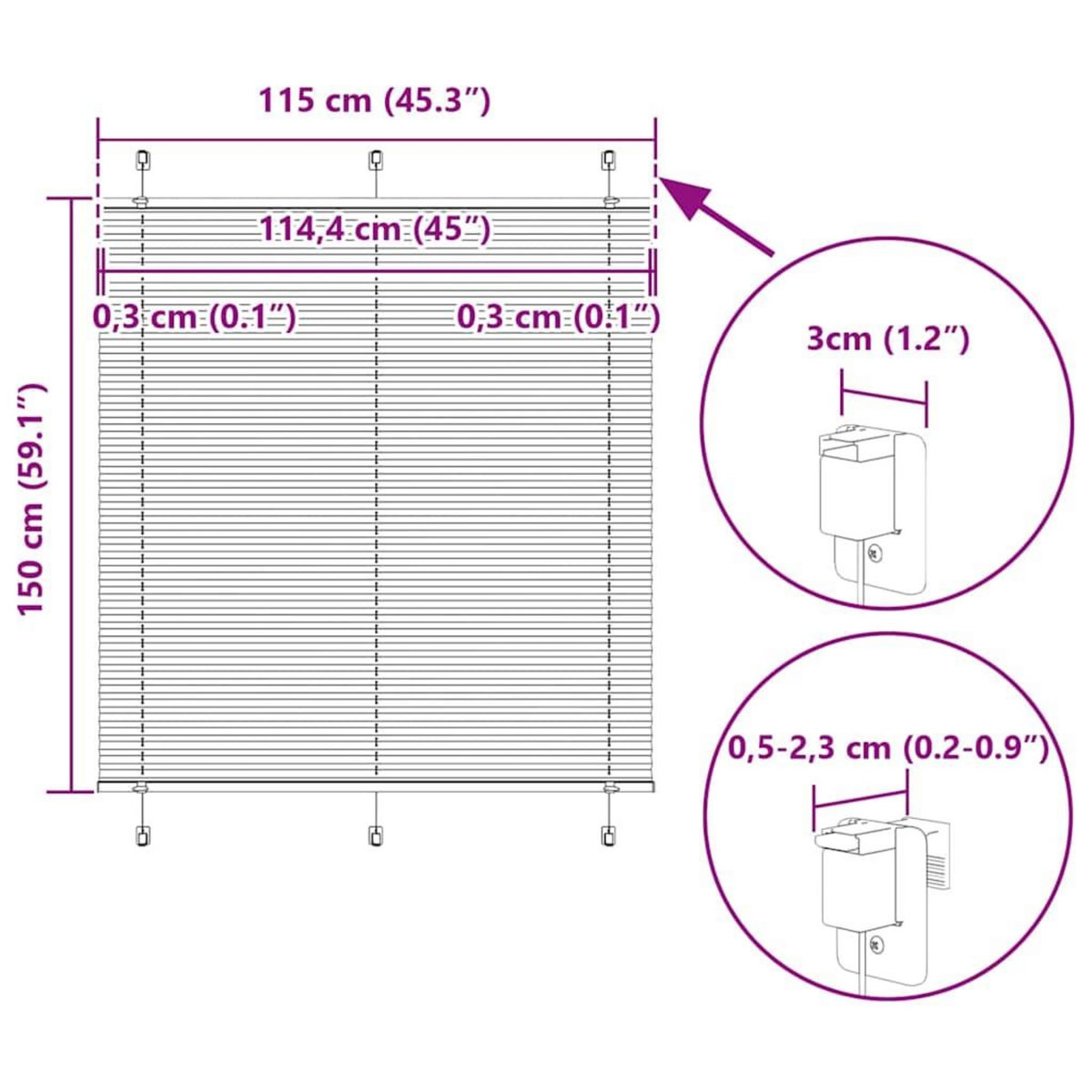 VIDAXL Store plisse gris clair 115x150cm largeur du tissu 114,4cm