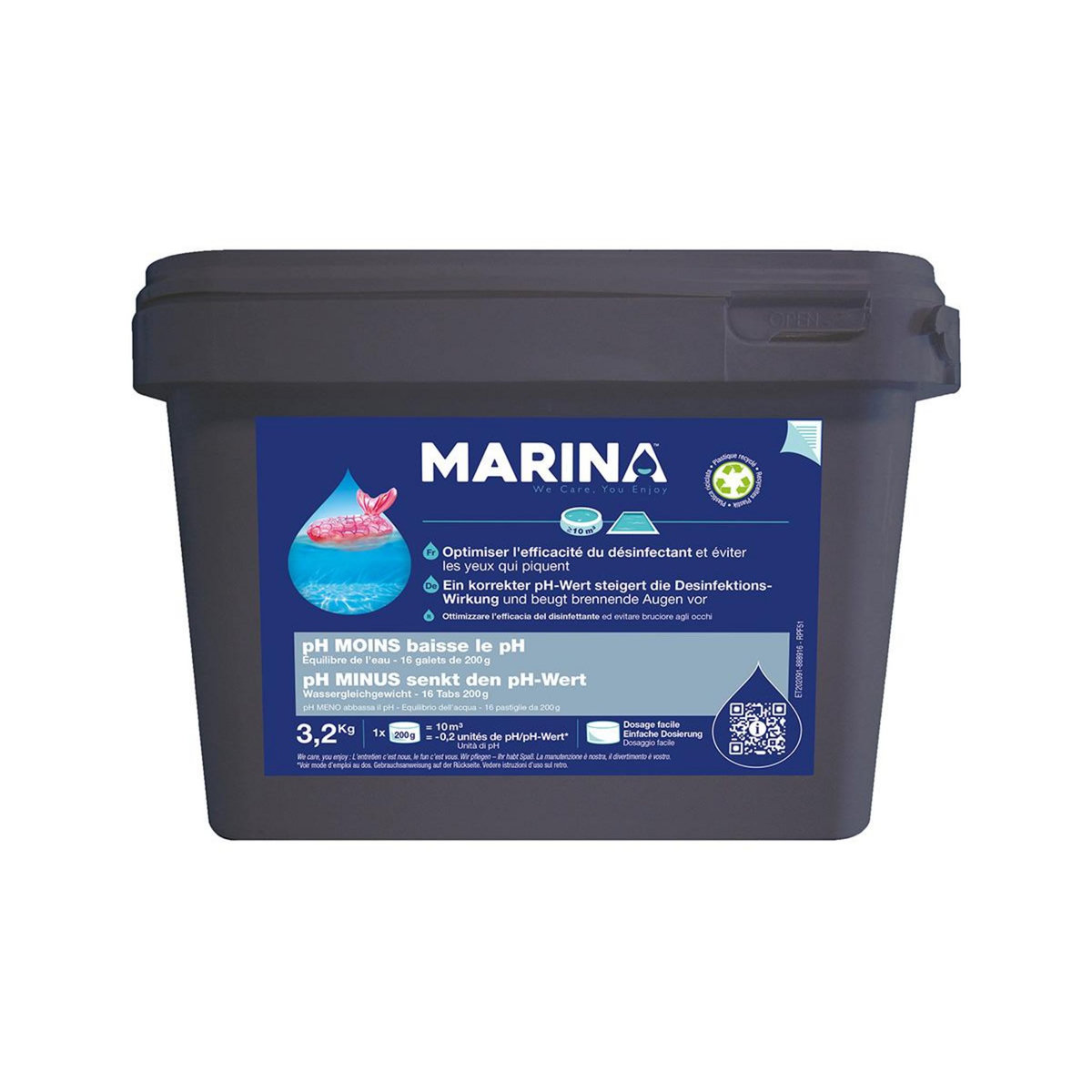 MARINA pH moins galets pré-dosés pour 10 m³ 3,2 kg - Marina