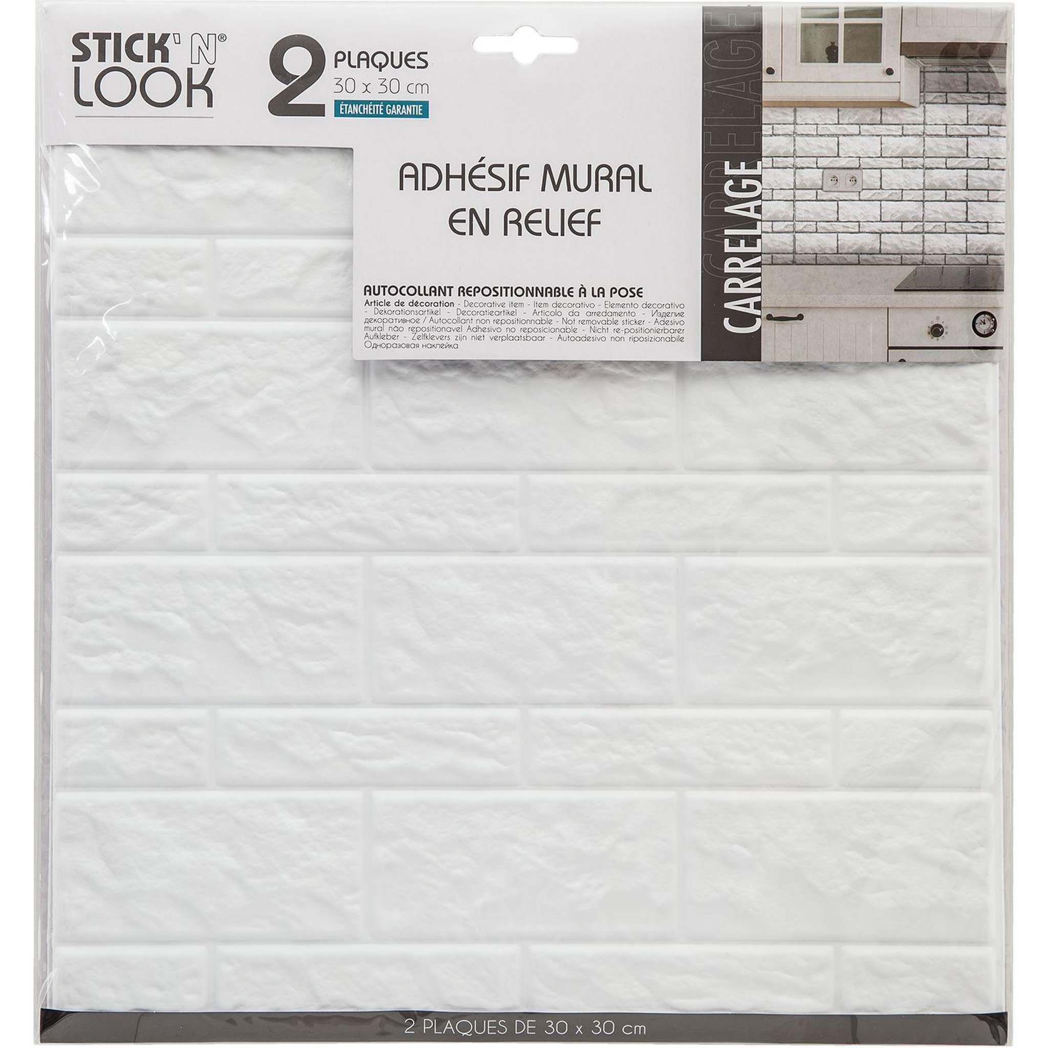 Voir la diapositive 2 : ATMOSPHERA 2 stickers carrelage mur - blanc