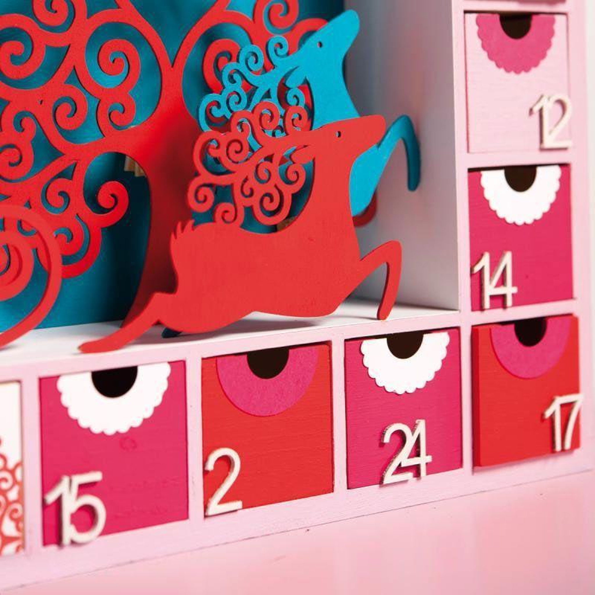Voir la diapositive 5 : Artemio Calendrier de l'avent carré en bois 39 x 39 cm