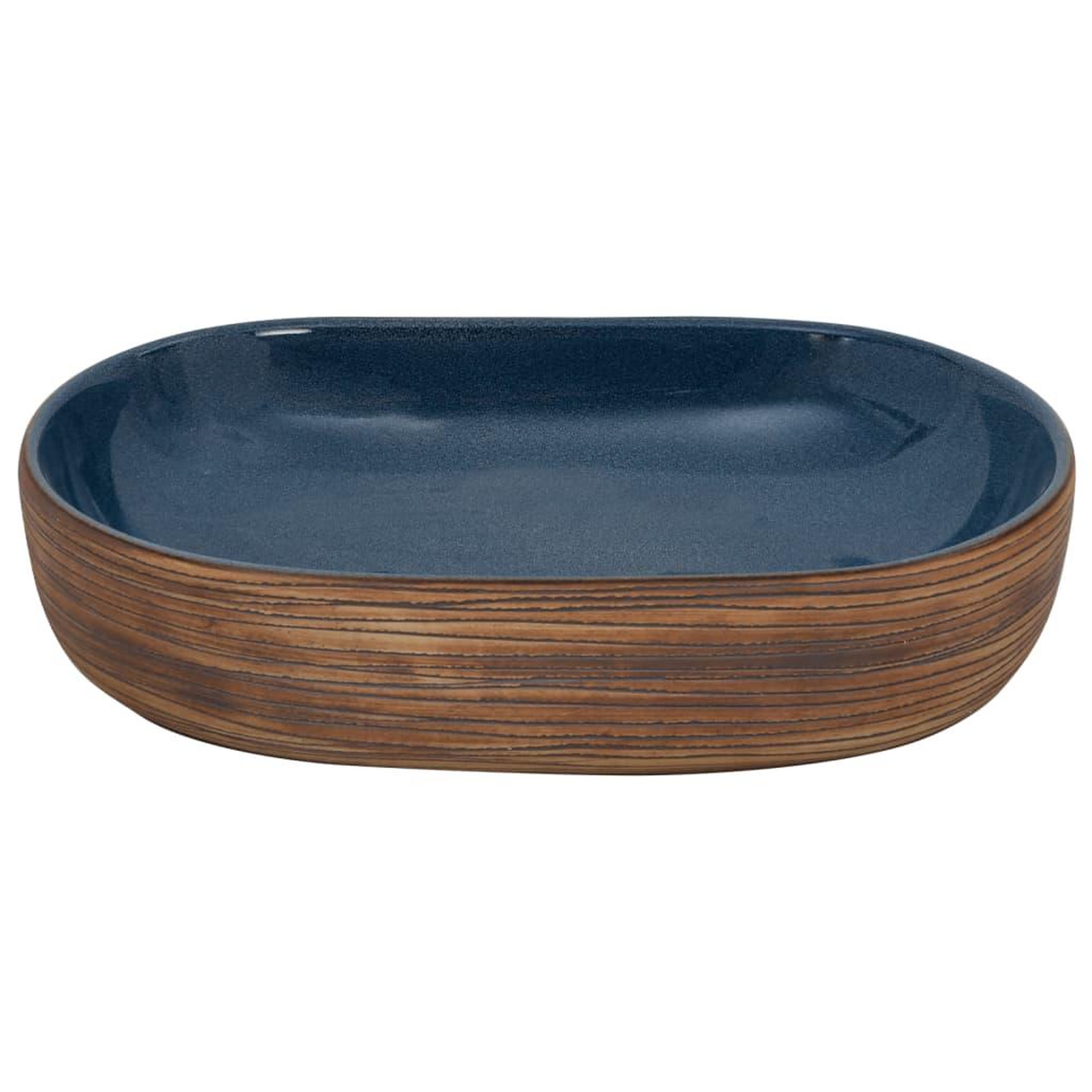 Voir la diapositive 4 : VIDAXL Vasque a poser marron et bleu ovale 59x40x14 cm ceramique