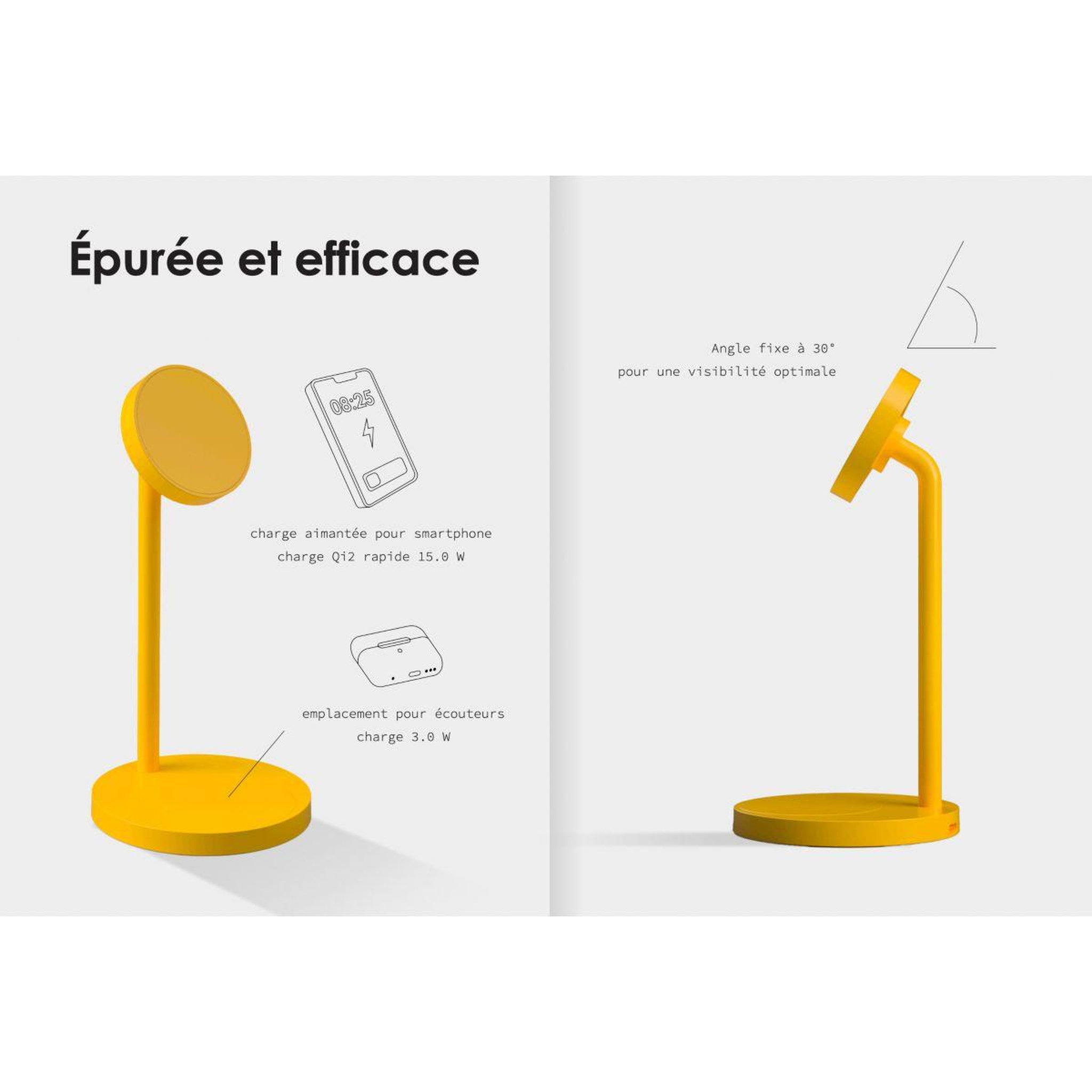Voir la diapositive 5 : CASYX Chargeur 2 en 1  Charge rapide Qi2 noir