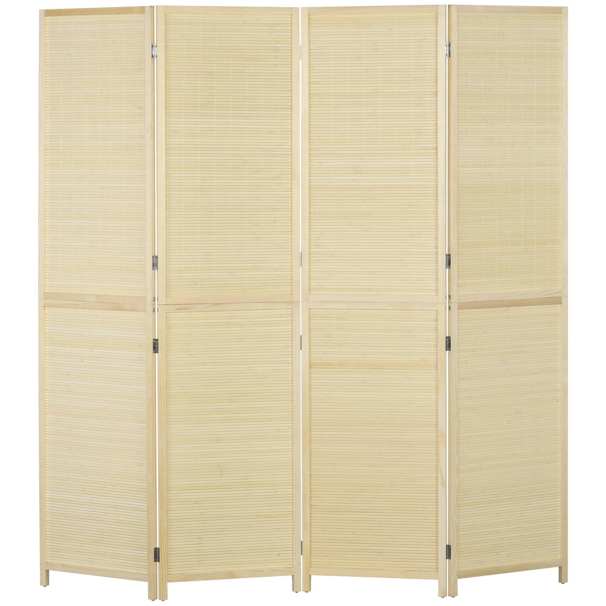 HOMCOM Paravent séparateur de pièce 4 panneaux pliables dim. 180L x 180H cm bois de bambou