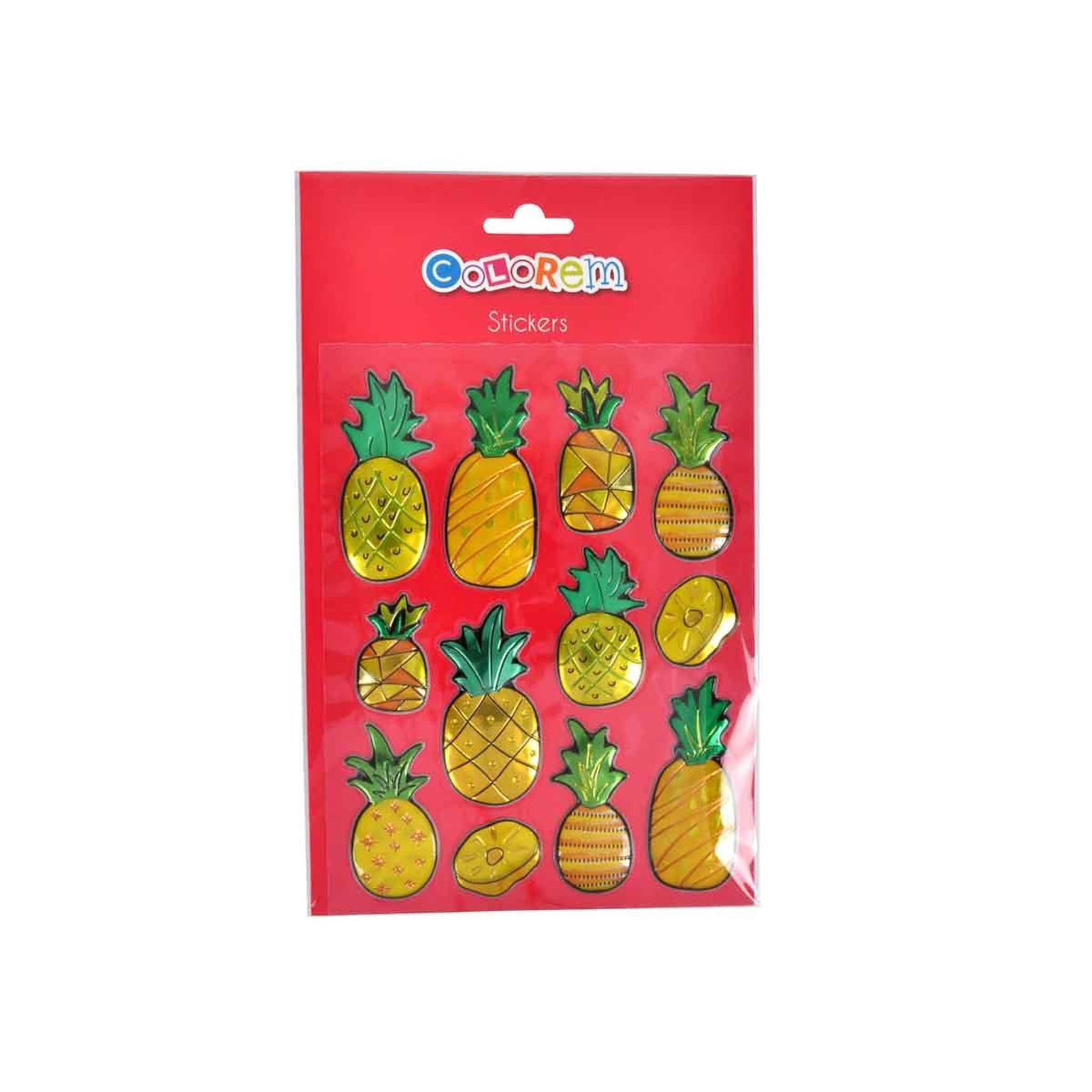 Voir la diapositive 2 : HOMEA Stickers 3d en métal  ananas  jaune & vert