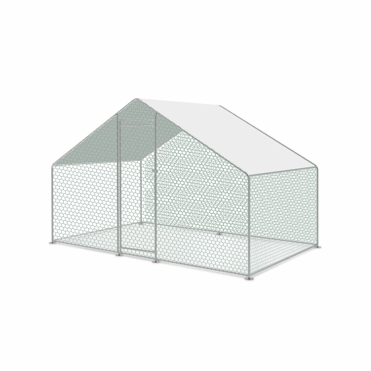  Enclos pour poulailler en acier galvanisé, toit imperméable et anti UV, porte avec loquet