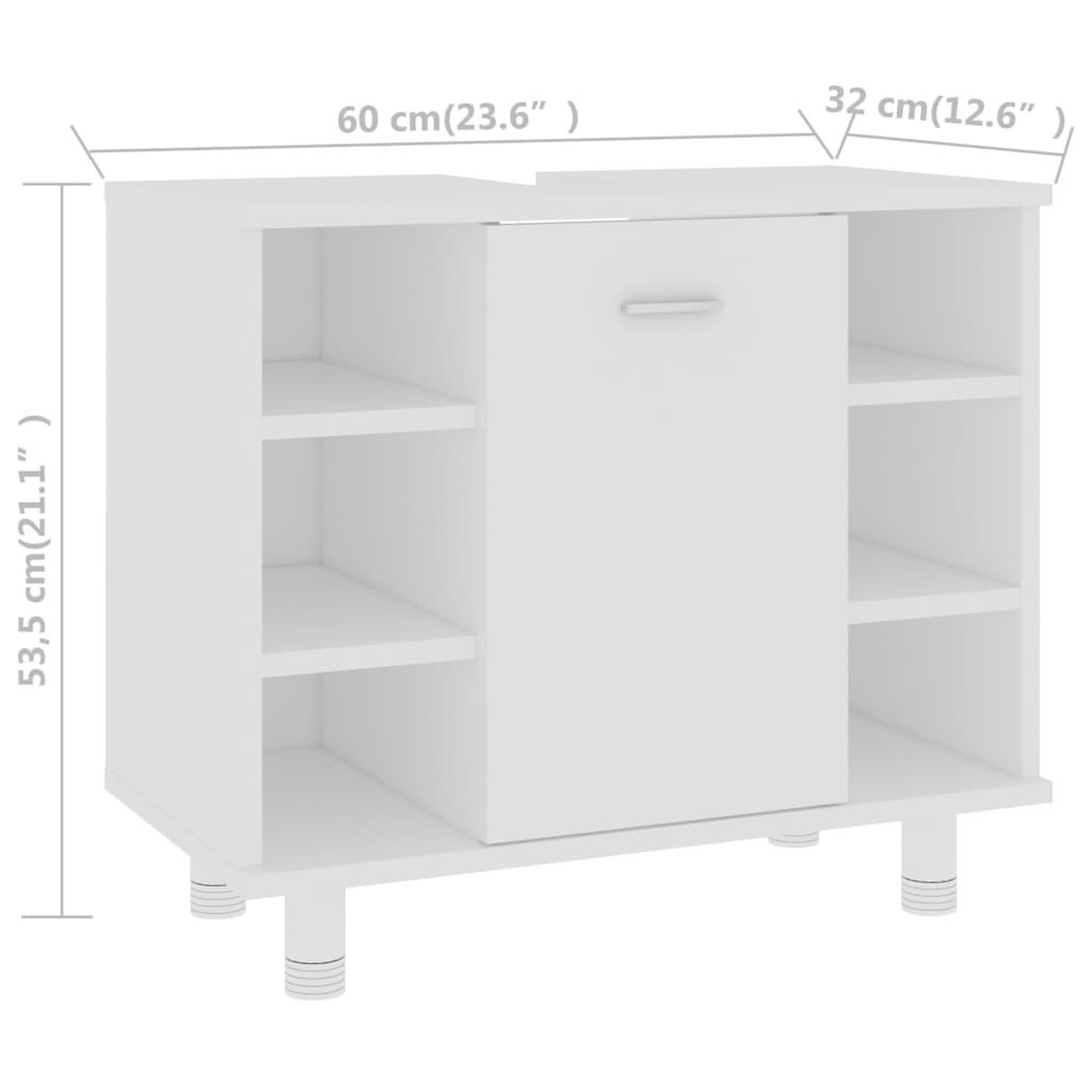 Voir la diapositive 6 : VIDAXL Armoire de salle de bain Blanc 60x32x53,5 cm Bois d'ingenierie