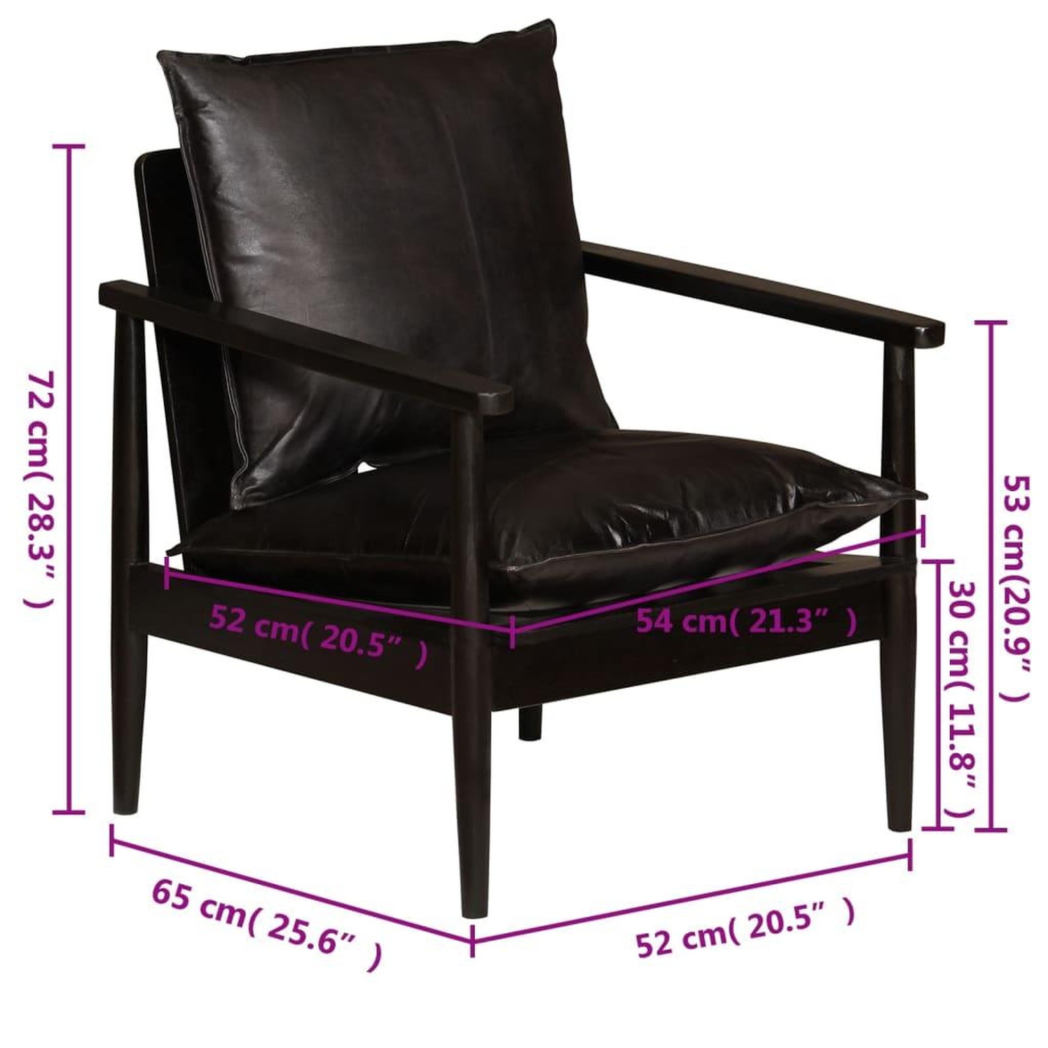 Voir la diapositive 6 : VIDAXL Fauteuil Noir Cuir veritable avec bois d'acacia