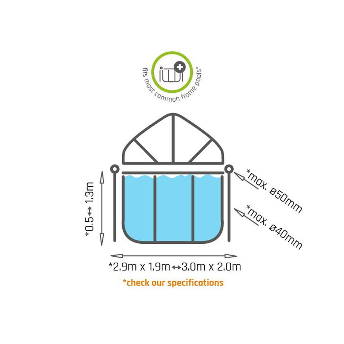 EXIT TOYS Voile d'ombrage pour piscine tubulaire rectangulaire 3,00 x 2,00 m - Exit Toys
