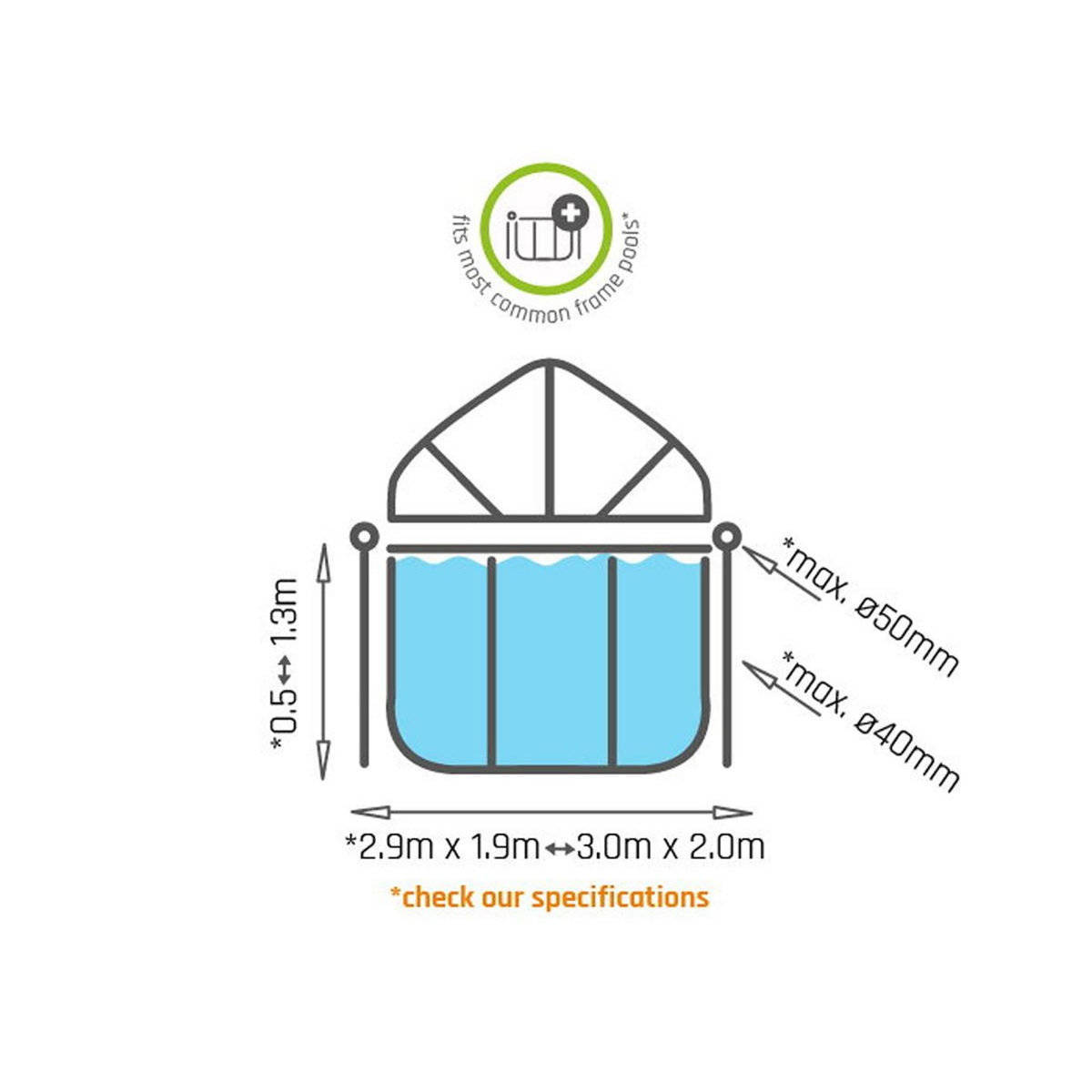 EXIT TOYS Voile d'ombrage pour piscine tubulaire rectangulaire 3,00 x 2,00 m - Exit Toys
