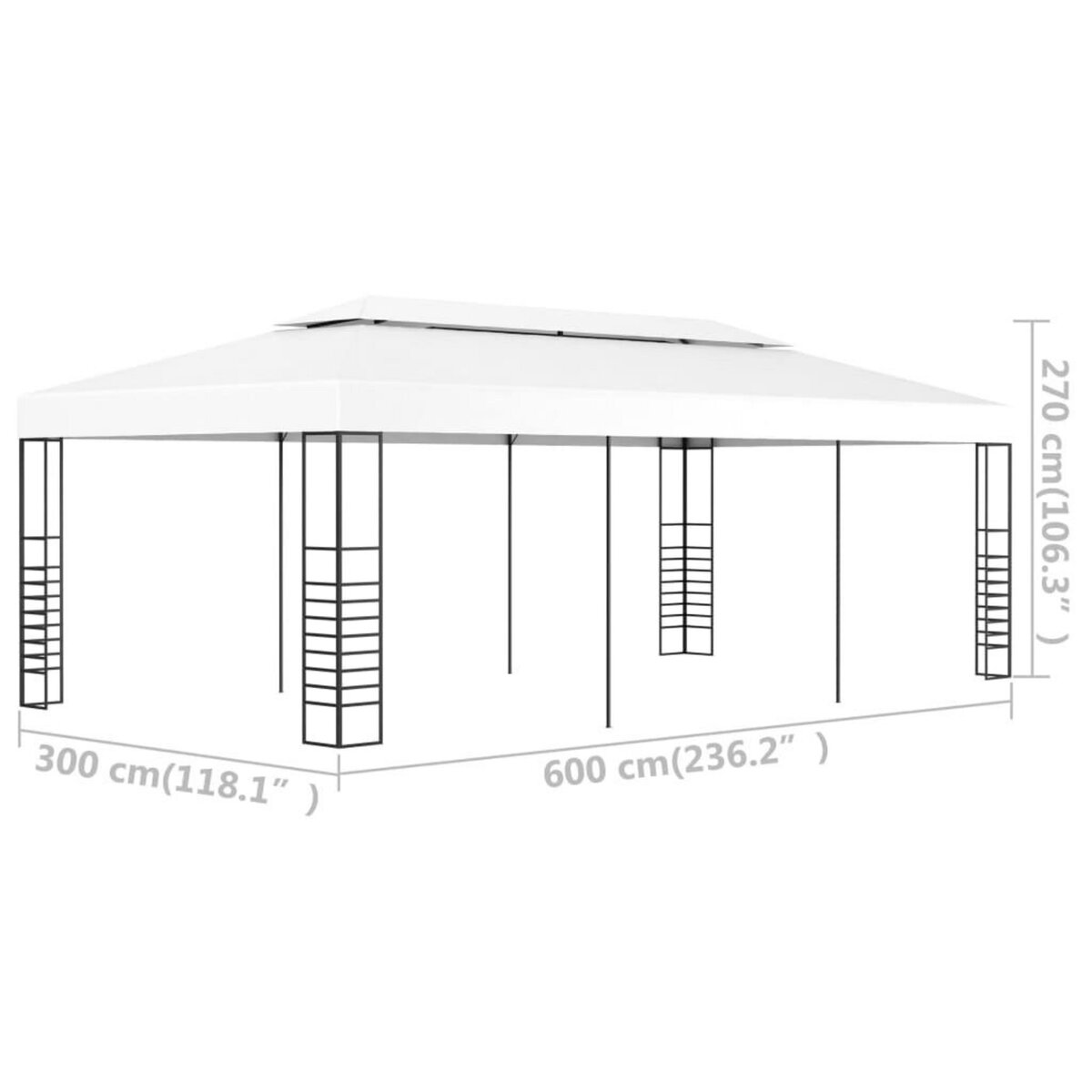 VIDAXL Tonnelle de jardin 6 x 3 m Blanc