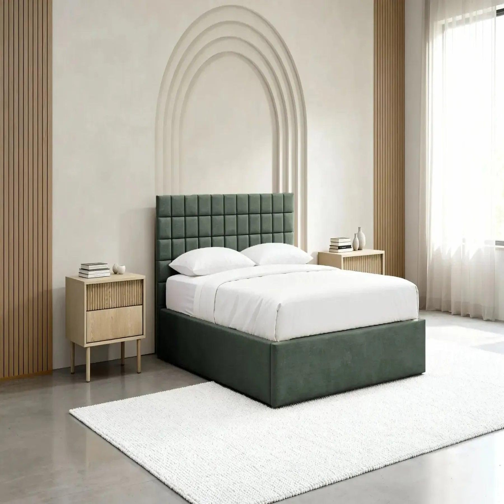 Voir la diapositive 4 : CASANOVA PARIS Thelma - lit coffre tissu velours vert