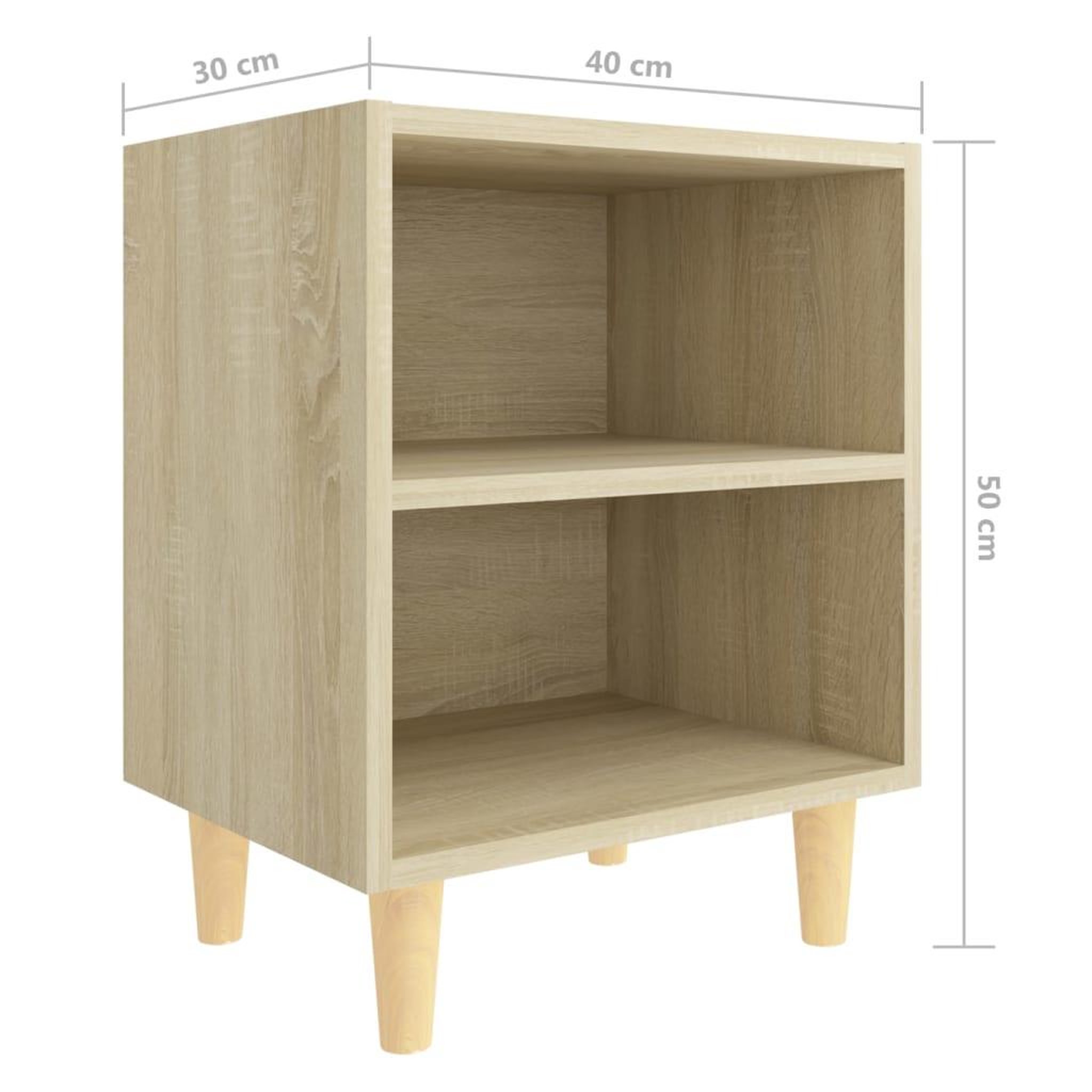 Voir la diapositive 6 : VIDAXL Table de chevet avec pieds en bois Chene sonoma 40x30x50 cm