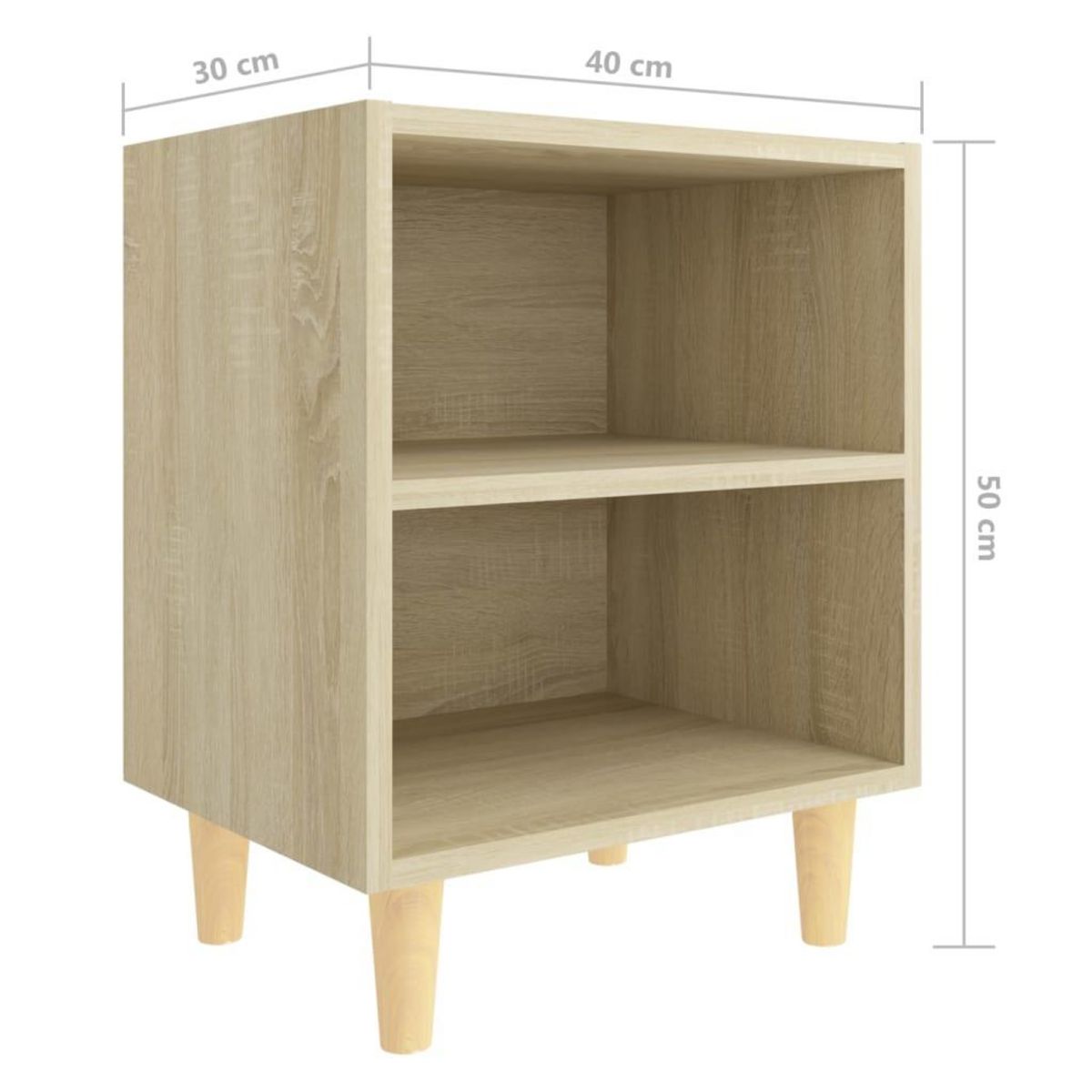 VIDAXL Table de chevet avec pieds en bois Chene sonoma 40x30x50 cm