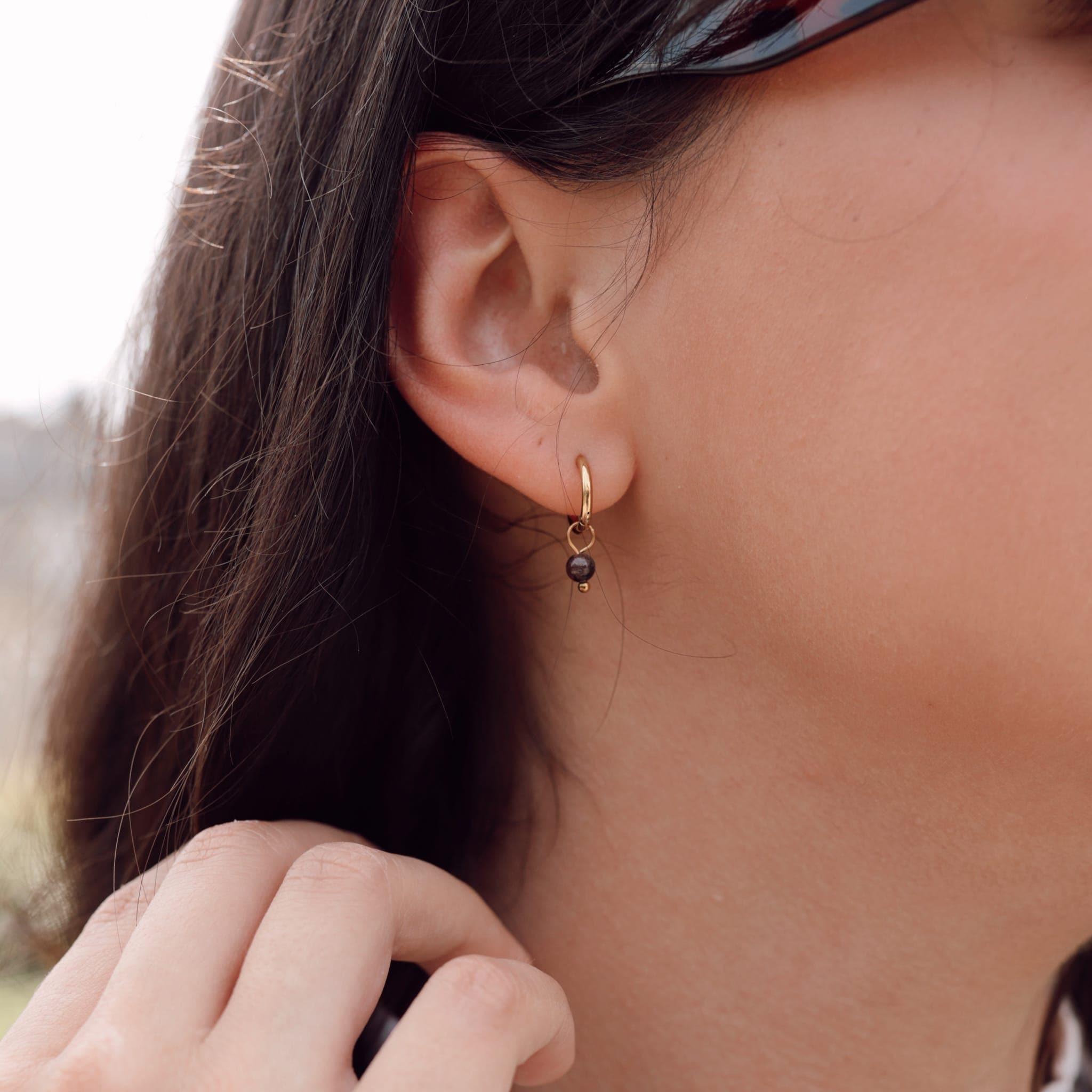 Voir la diapositive 5 : SLOYA Boucles d'oreilles créoles Serena en pierres Tourmaline