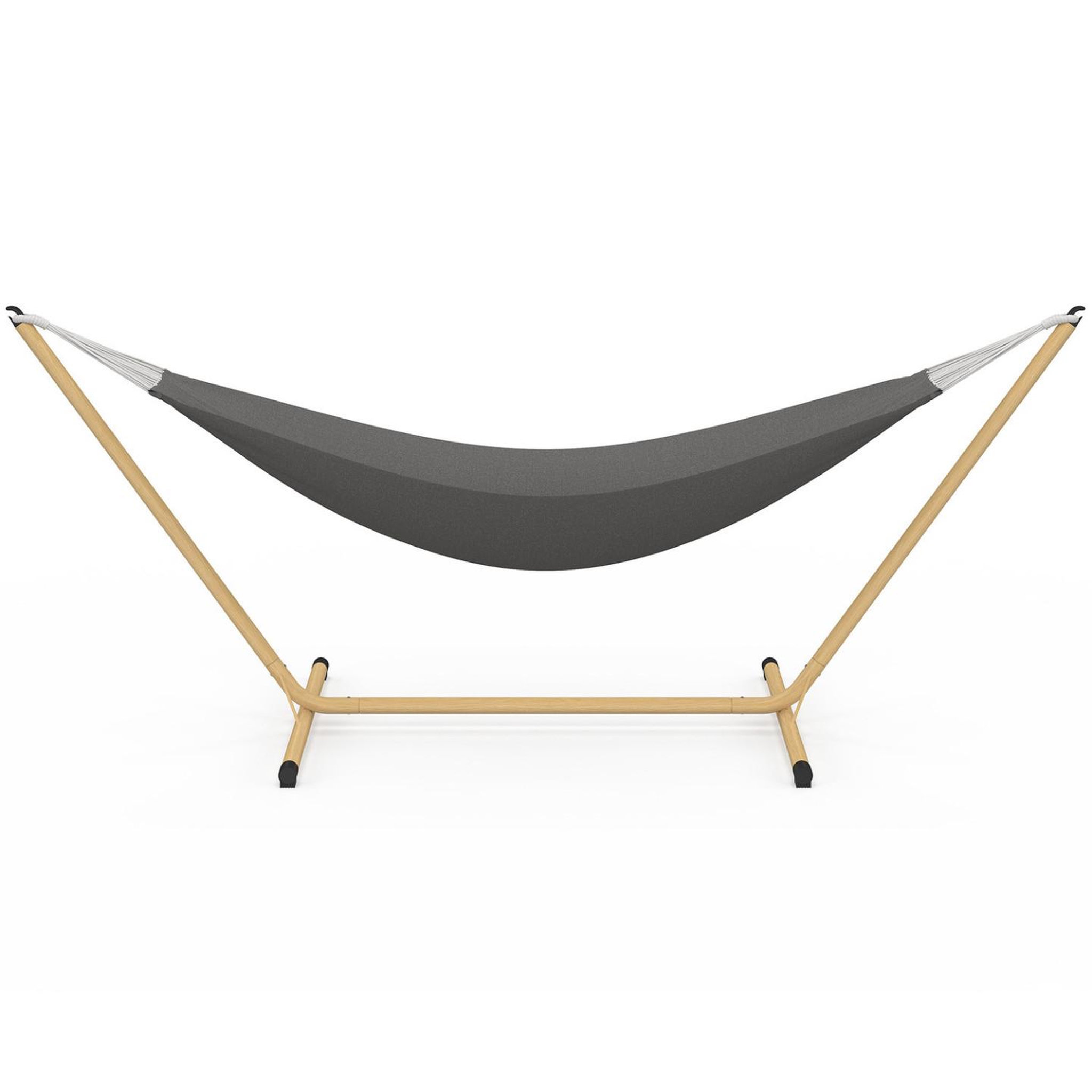 Voir la diapositive 3 : ID MARKET Hamac avec support métal effet bois et toile gris anthracite