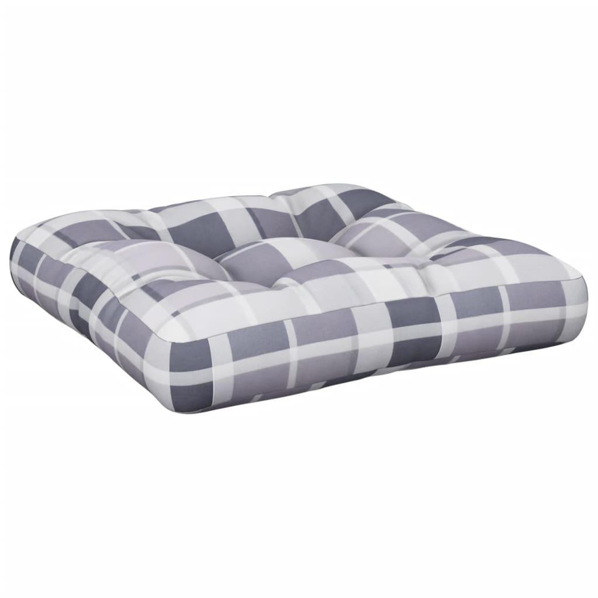 Voir la diapositive 2 : VIDAXL Coussin de palette carreaux gris 58x58x10 cm tissu