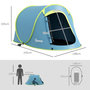 Voir la diapositive 3 : OUTSUNNY Tente de camping automatique pop-up 2-3 pers. étanchéité 2000 mm sac bleu