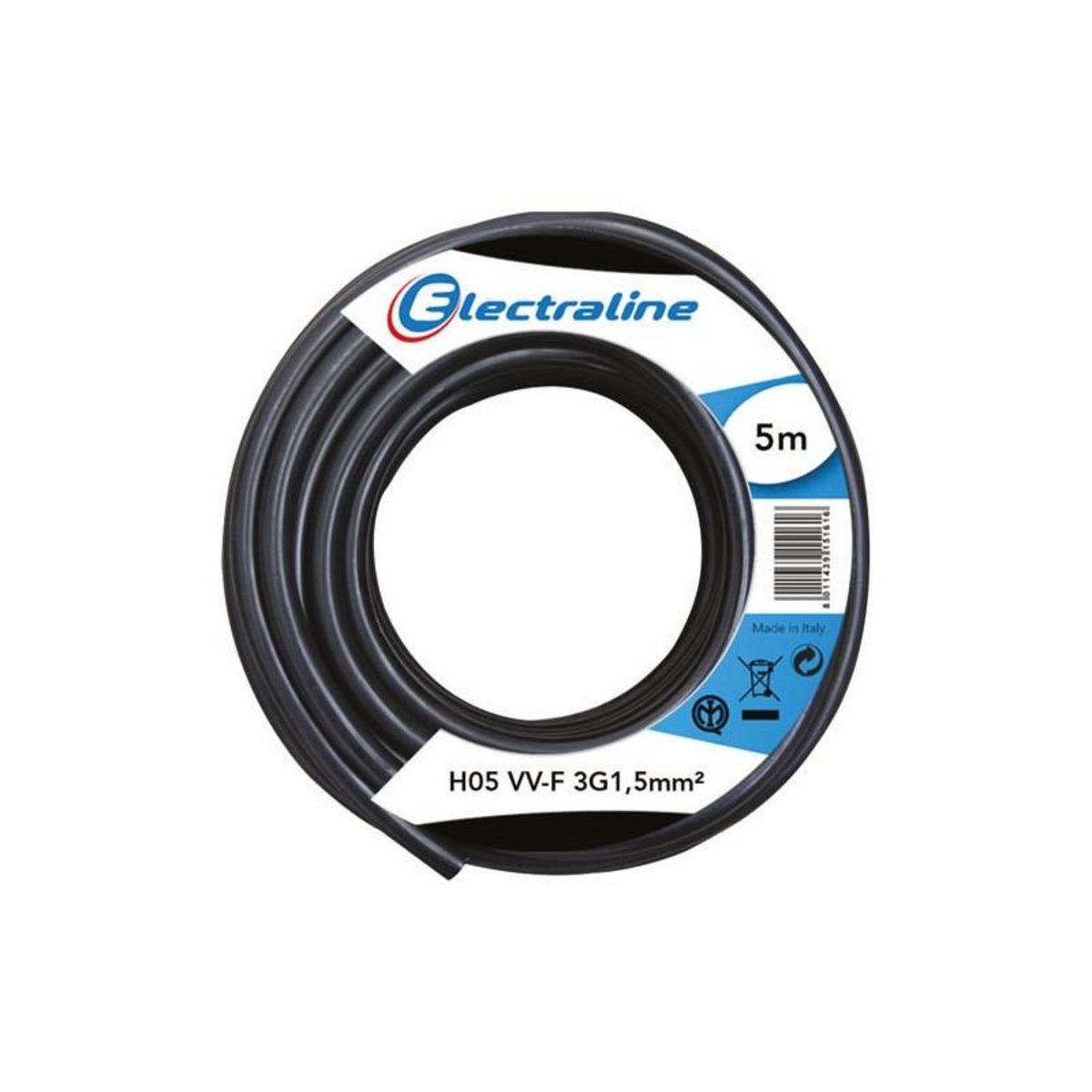 Electraline CABLE H05VVF 3G1.5 5M NOIR ELECTRALINE - 60107073D