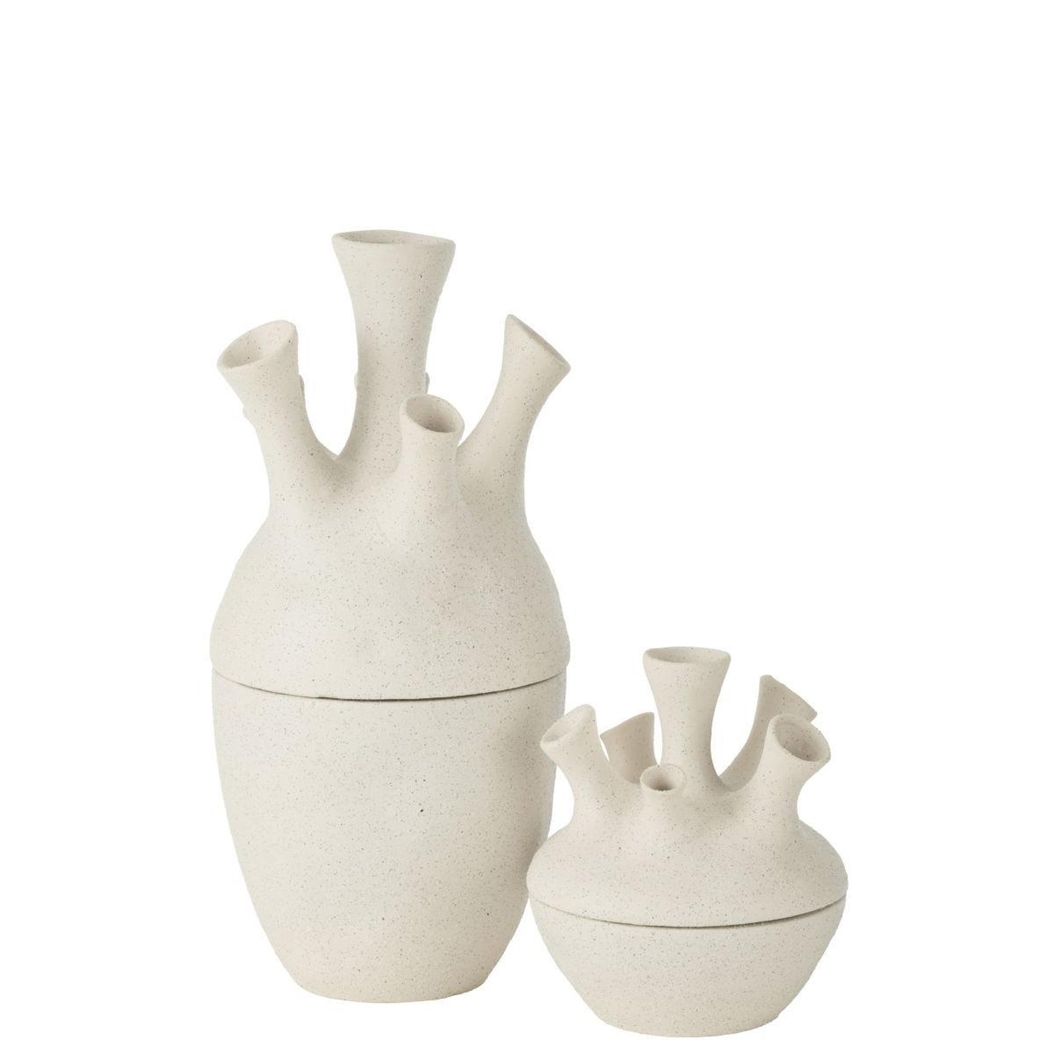 Voir la diapositive 3 : J-LINE Vase corail en argile  seymour  19cm blanc