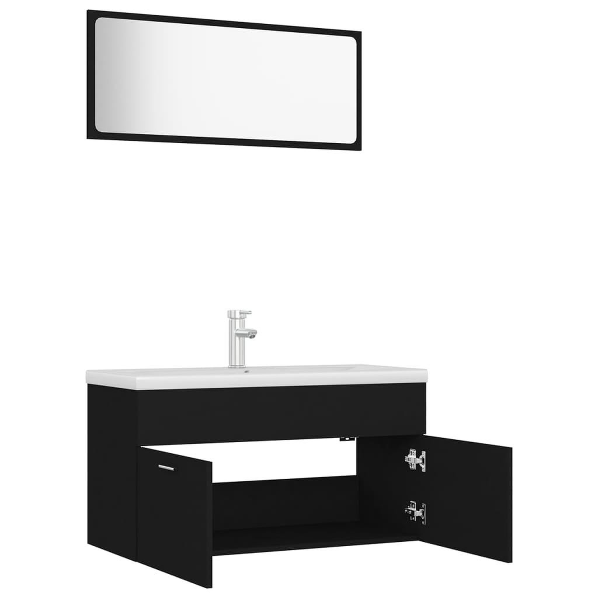 Voir la diapositive 5 : VIDAXL Ensemble de meubles de salle de bain Noir Agglomere