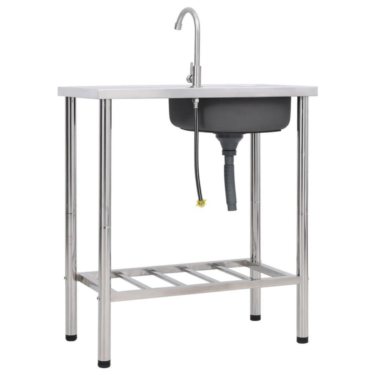 VIDAXL Evier de camping Seul lavabo avec robinet Acier inoxydable