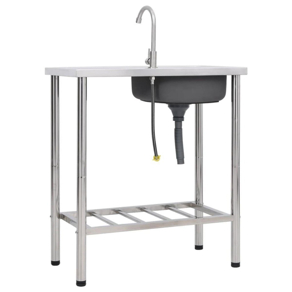 VIDAXL Evier de camping Seul lavabo avec robinet Acier inoxydable