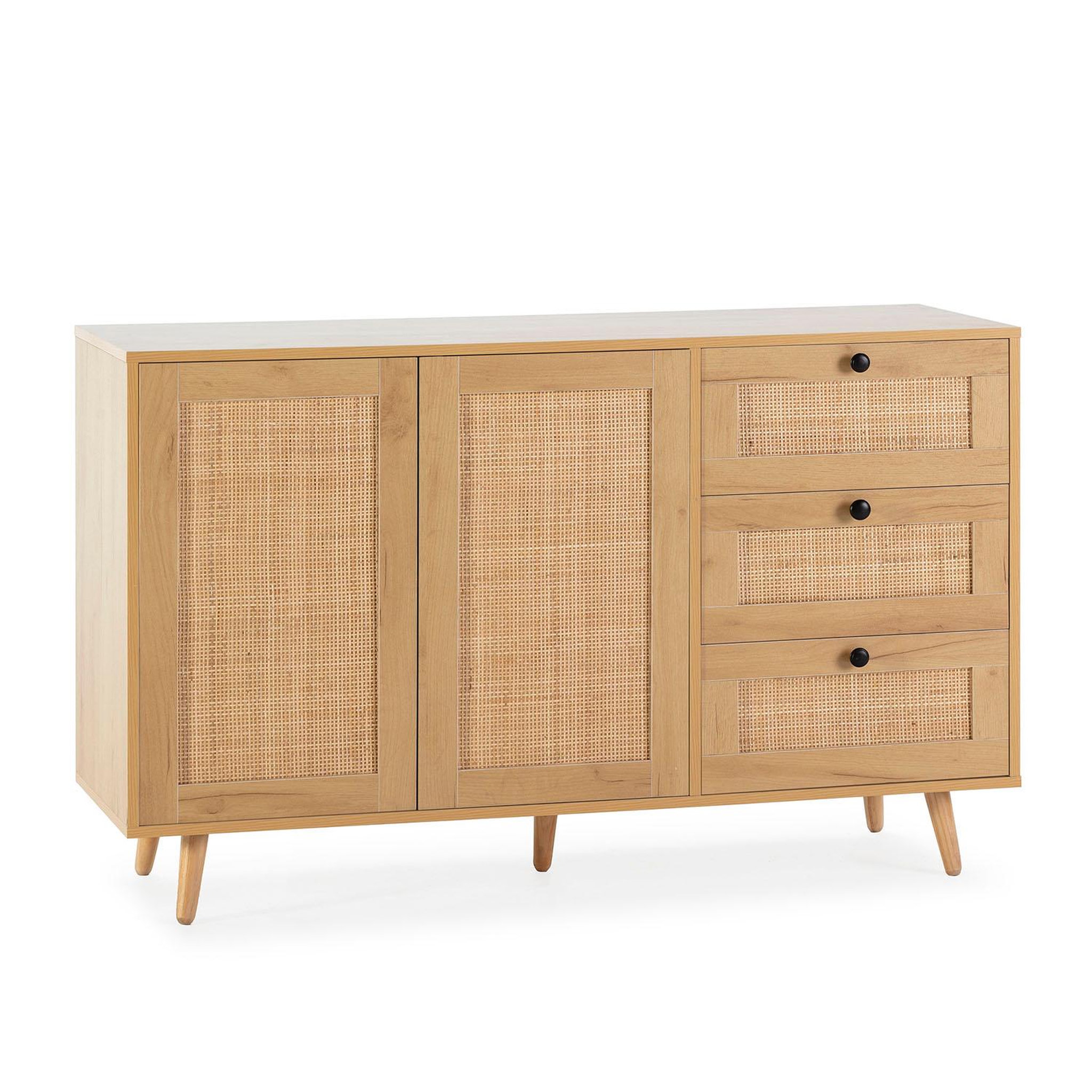 VS VENTA-STOCK Buffet Bella 3 tiroirs et 2 portes en chêne, 120 cm