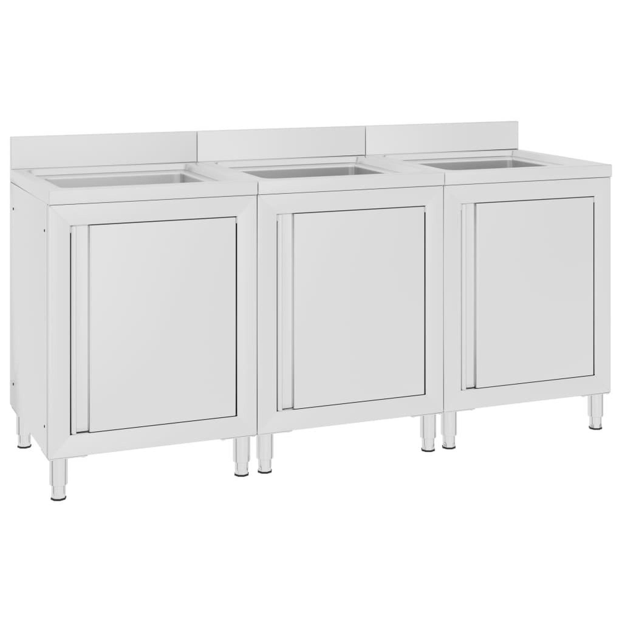 Voir la diapositive 1 : VIDAXL Eviers de cuisine commerciaux 3 pcs Acier inoxydable