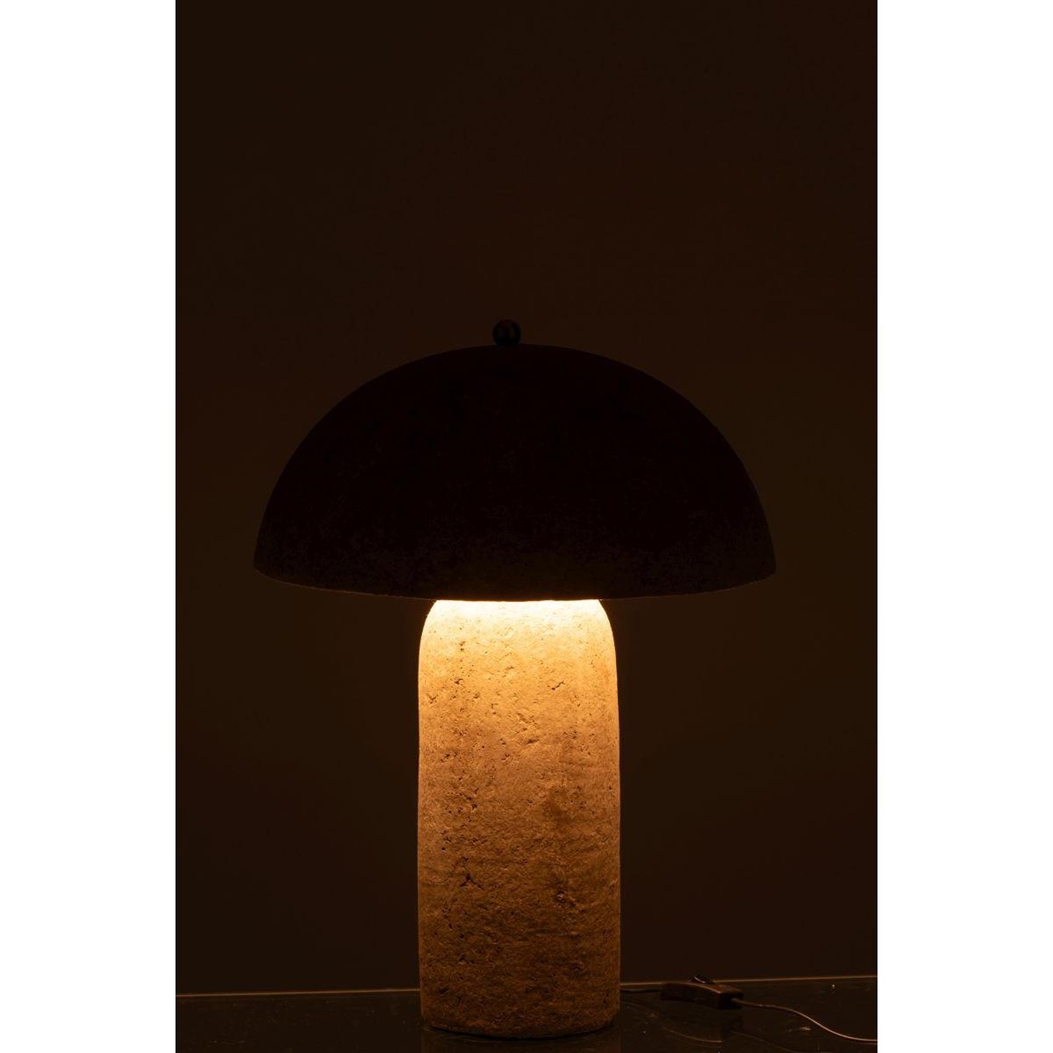Voir la diapositive 3 : J-LINE Lampe à poser en papier mâché  champignon  50cm beige
