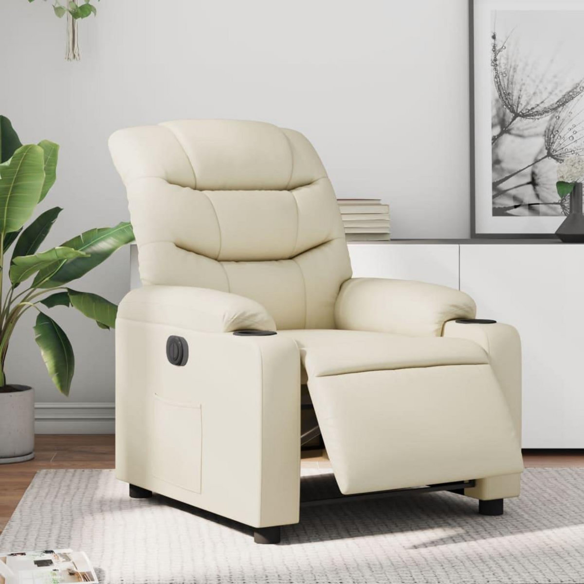 VIDAXL Fauteuil inclinable electrique Creme Similicuir