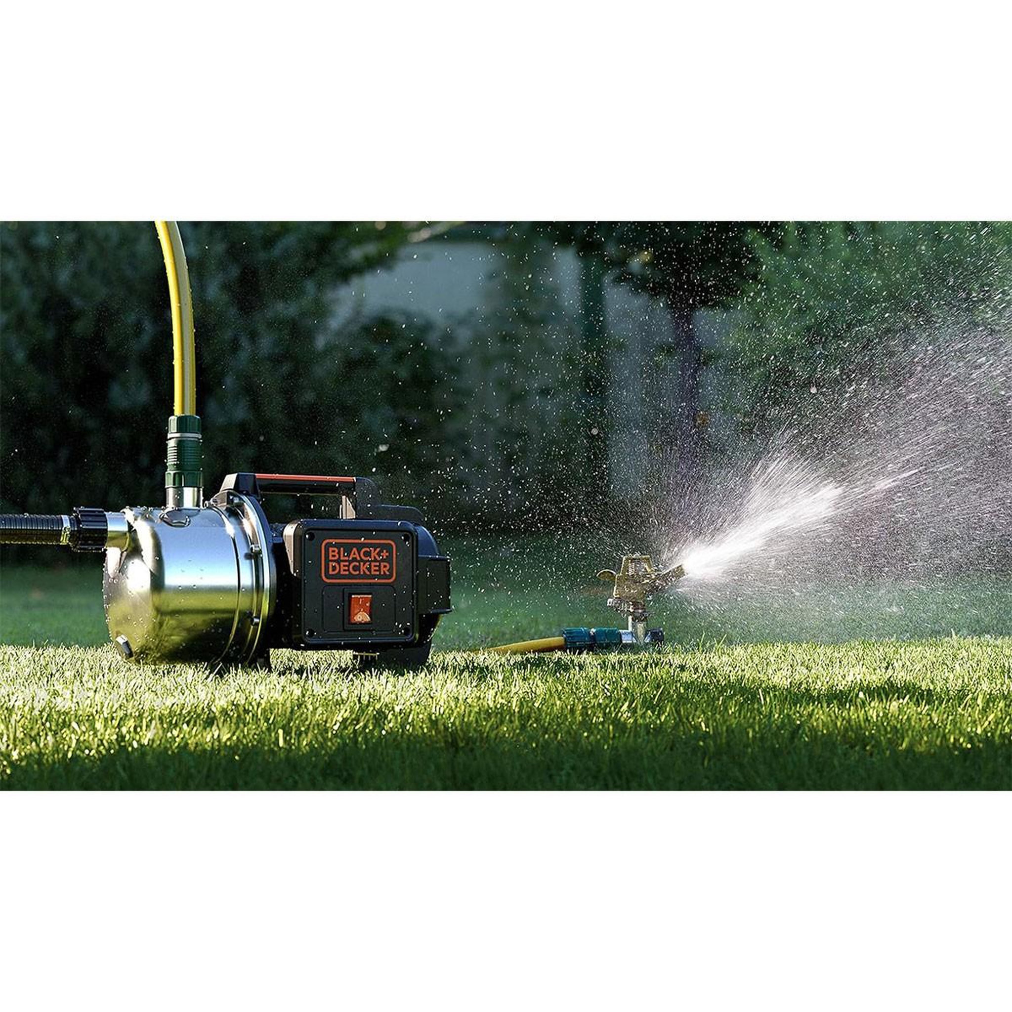Voir la diapositive 4 : Black et Decker Pompe d'arrosage auto-amorçante eaux claires 1100W 4.5 bar 230V Moteur induction BLACK & DECKER