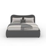 CONCEPT USINE Lit coffre 160x200cm design arrondi velours côtelé gris PLANO