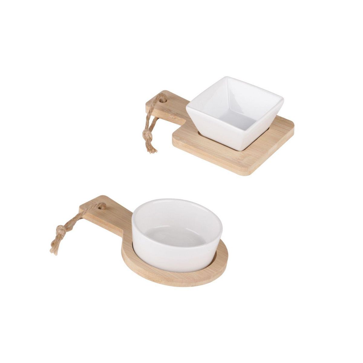 TOILINUX 2 Sets apérifs 2 Pièces - Plateau en bambou - Beige