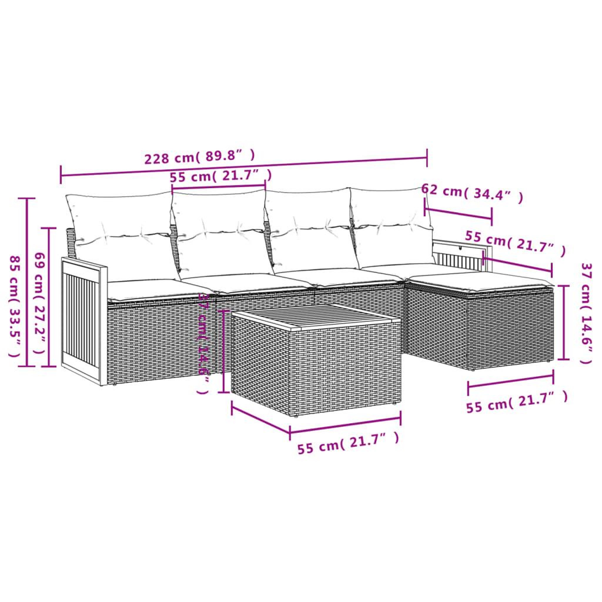 Voir la diapositive 6 : VIDAXL Salon de jardin avec coussins 6 pcs beige resine tressee