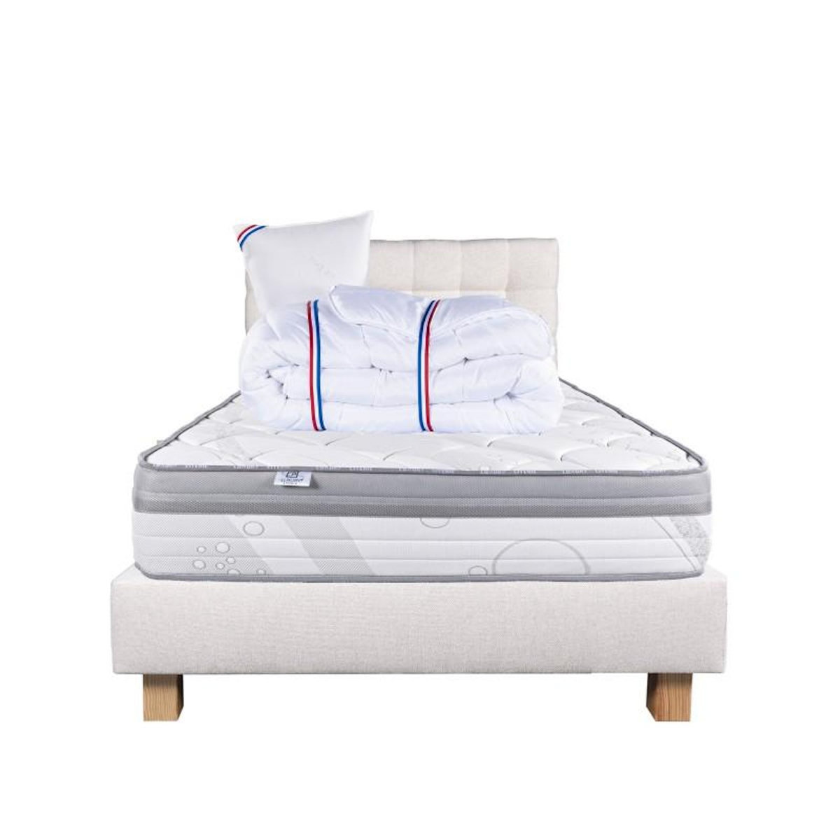 LUXURY LITERIE Ensemble literie ressorts, Relaxation Ferme, Beige