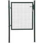 OUTSUNNY Portillon grillagé dim. 97L x 150H cm - gâche réversible, serrure encastrée, 3 clés - acier vert