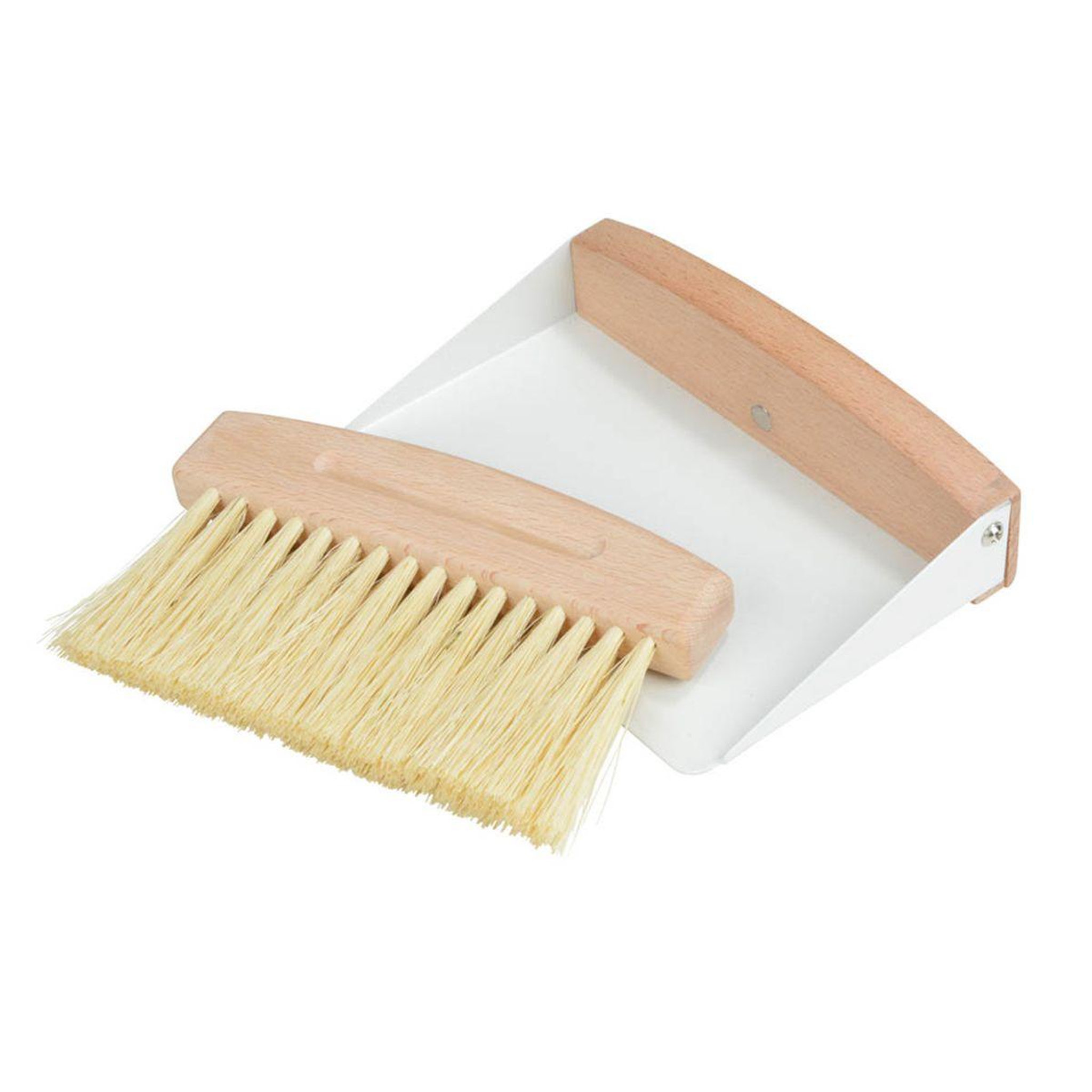 HOMEA Mini-pelle & balayette en bois  vintage  15cm blanc